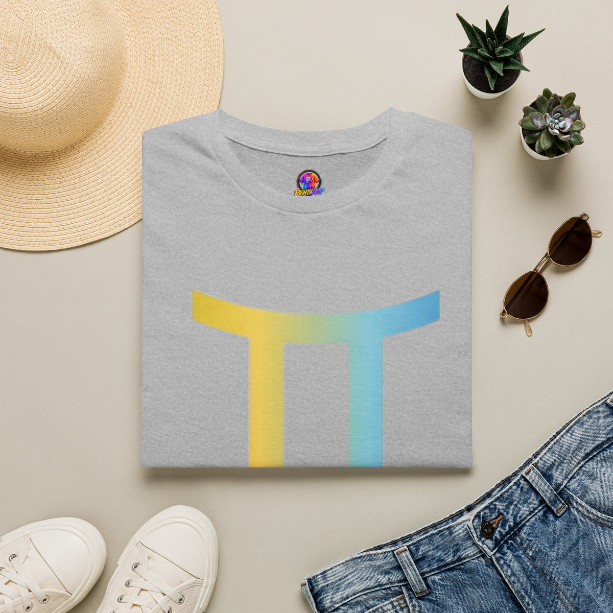 Gemini Drip Zodiac T-Shirt — Rainbow Gemini Symbol Tee