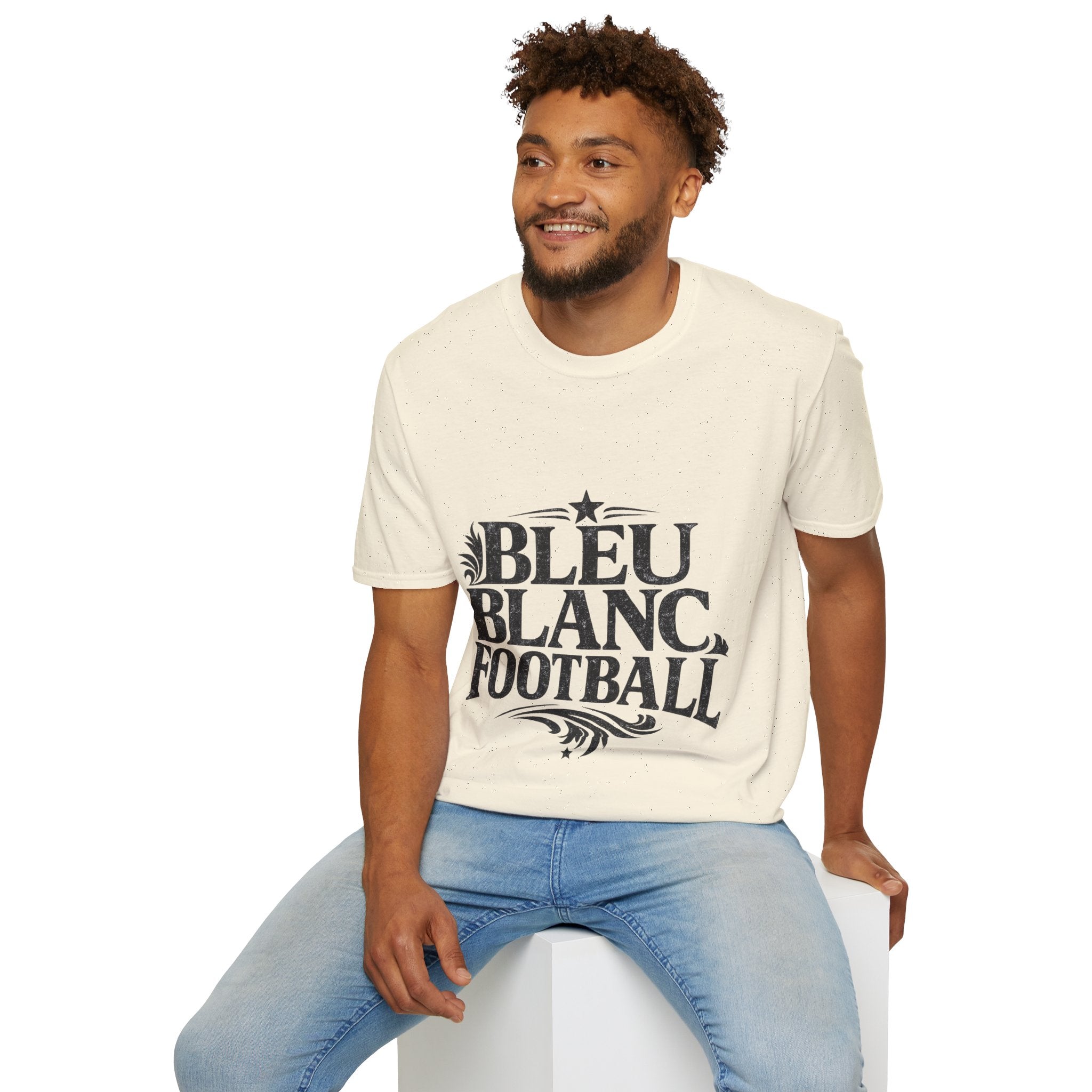 France Bleu Blanc Football T-Shirt — Vintage French Football Tee