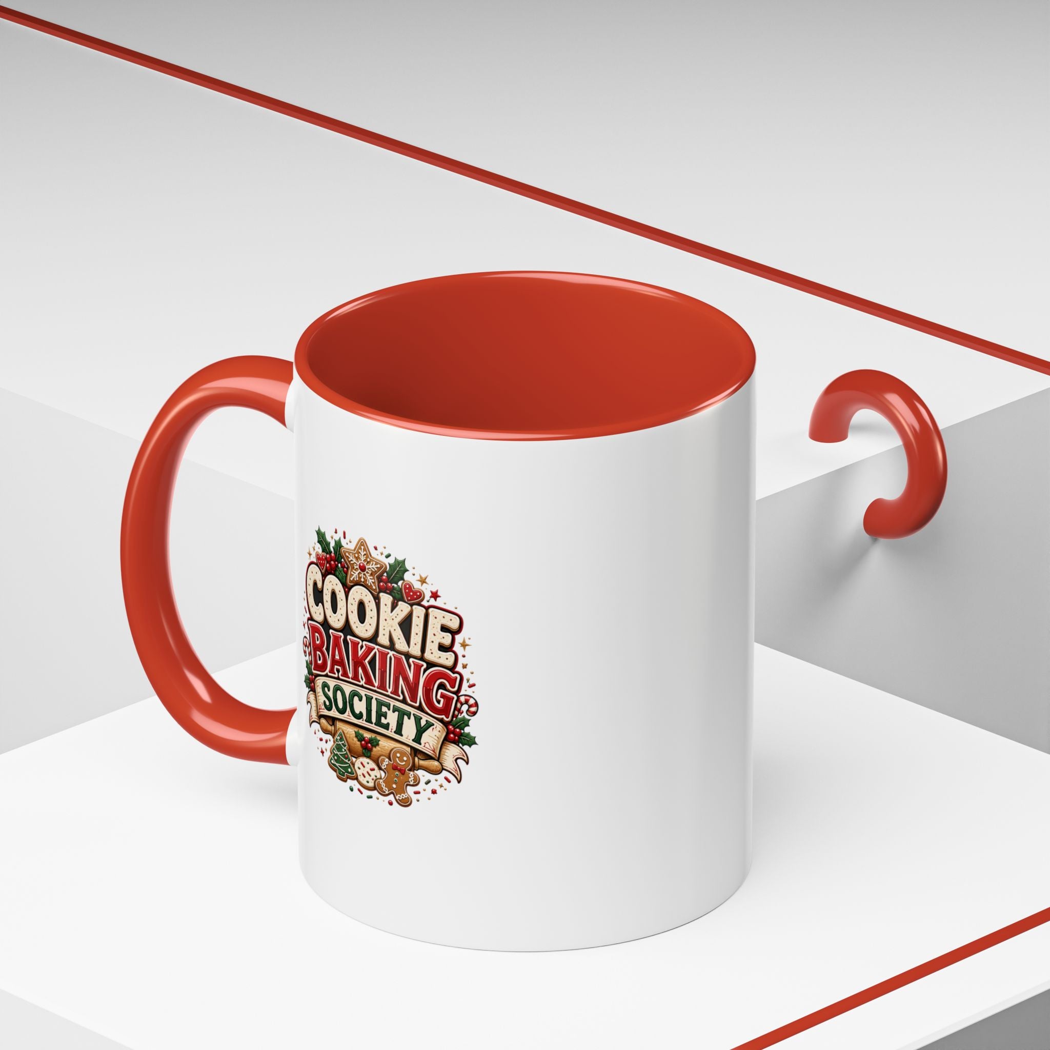 Cookie Baking Society Accent Coffee Mug — Holiday Baking Ceramic Mug