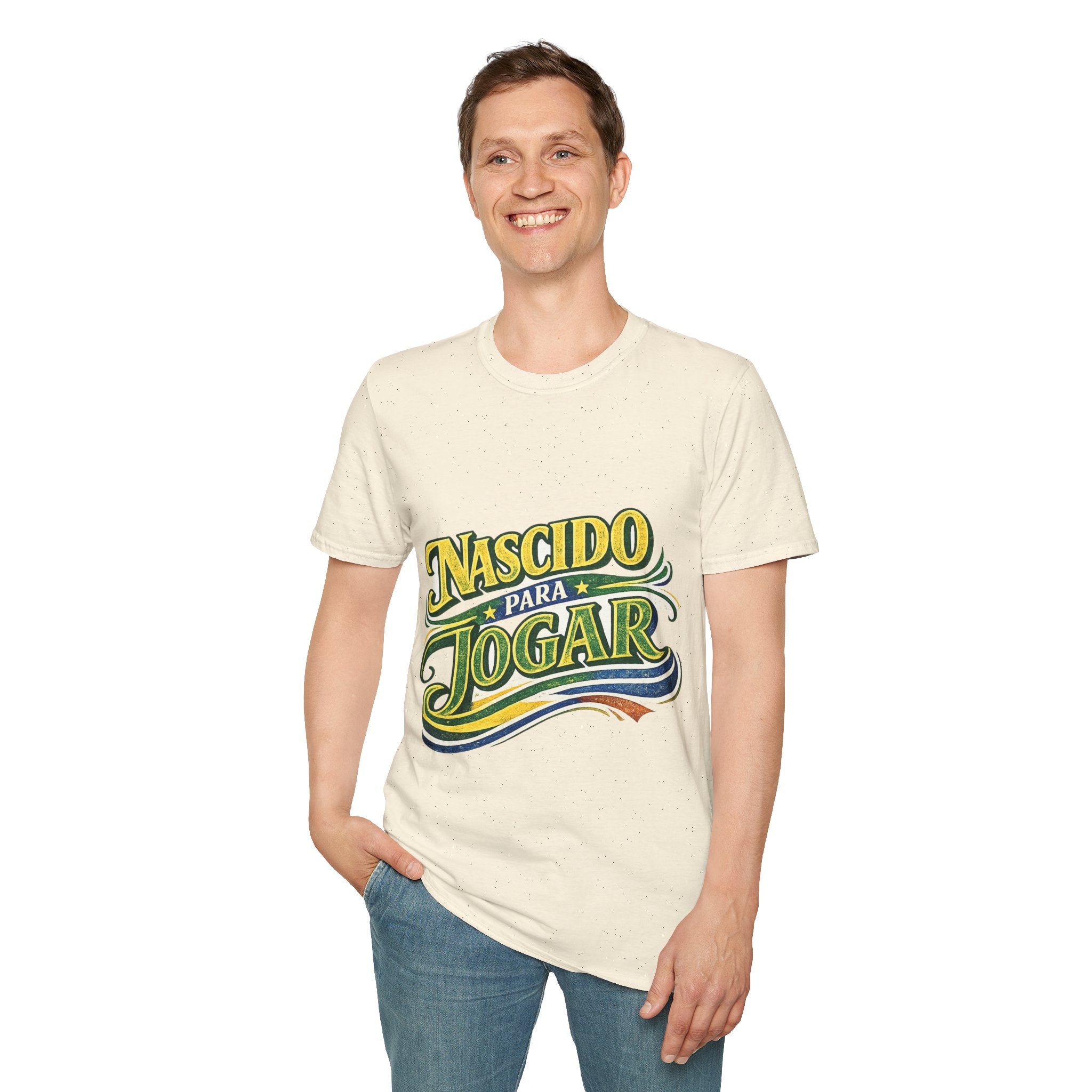 Brazil T‑Shirt — Nascido Para Jogar Vintage Brazilian Soccer Graphic Tee