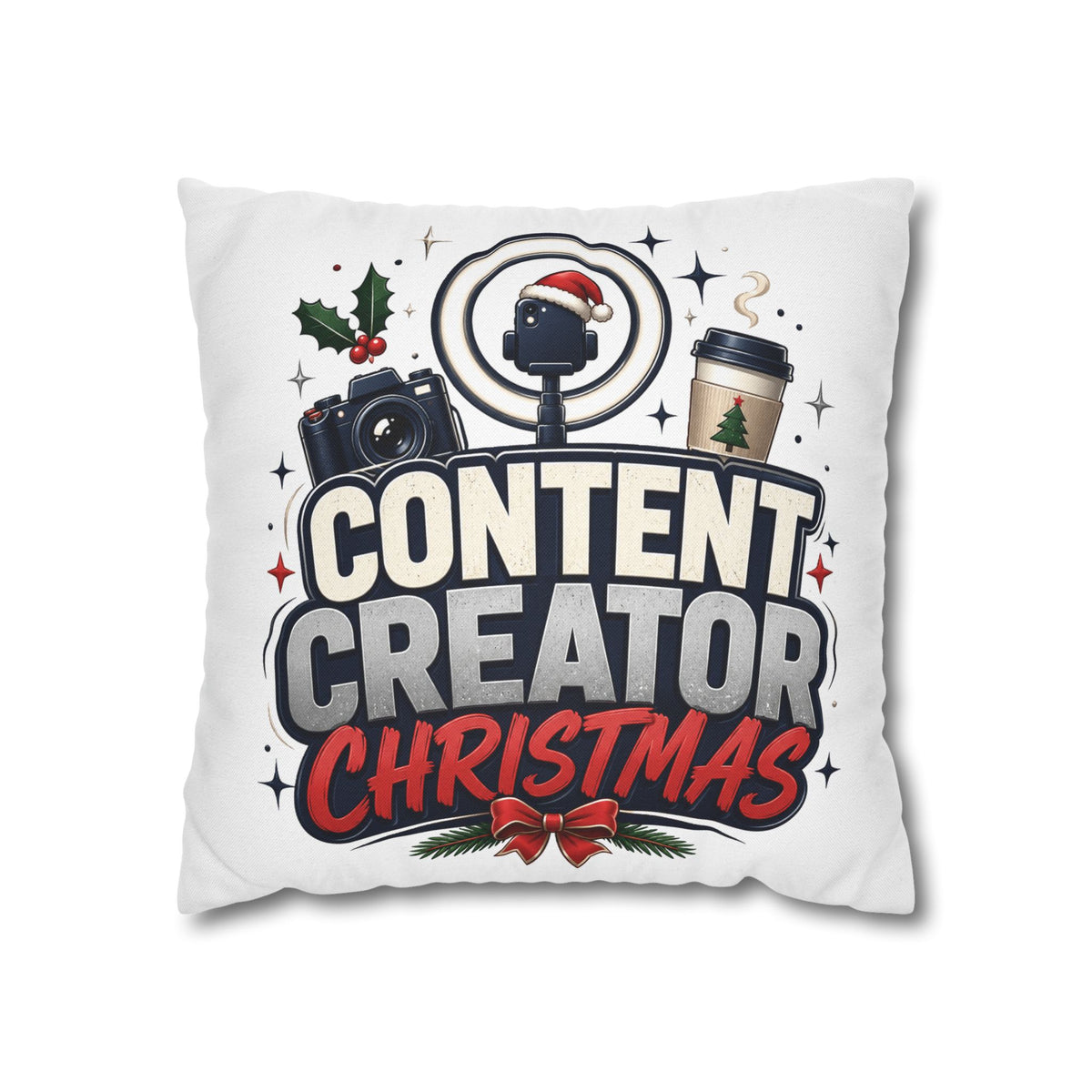 Content Creator Christmas Pillowcase Modern Day Christmas  — Holiday Social Media Creator Gift