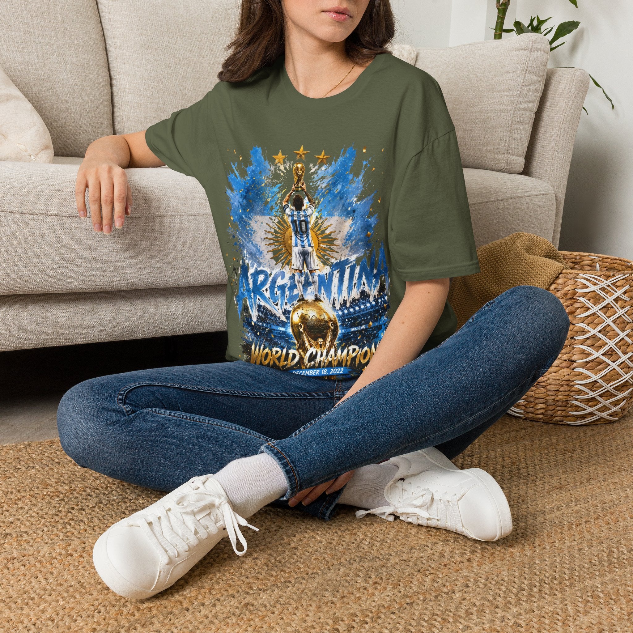 Argentina World Champions T‑Shirt — Soccer World Cup 3 Stars Tribute