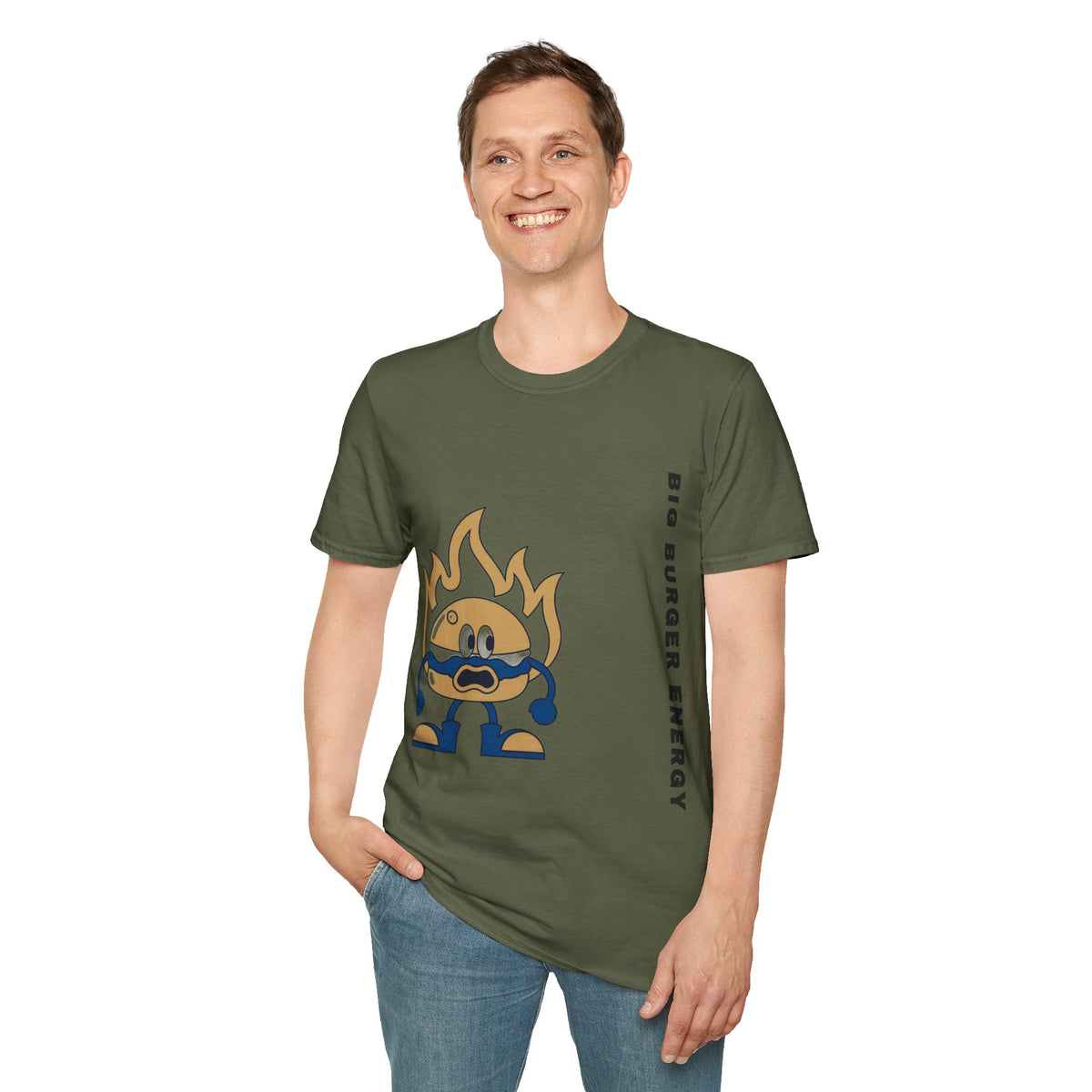 Burger Mascot T‑Shirt — ‘Big Burger’ Flame Character Graphic Tee - Trending Now - September 2026