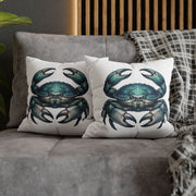 Cancer Zodiac Blue Crab Decorative Pillowcase — Coastal Beach House Accent