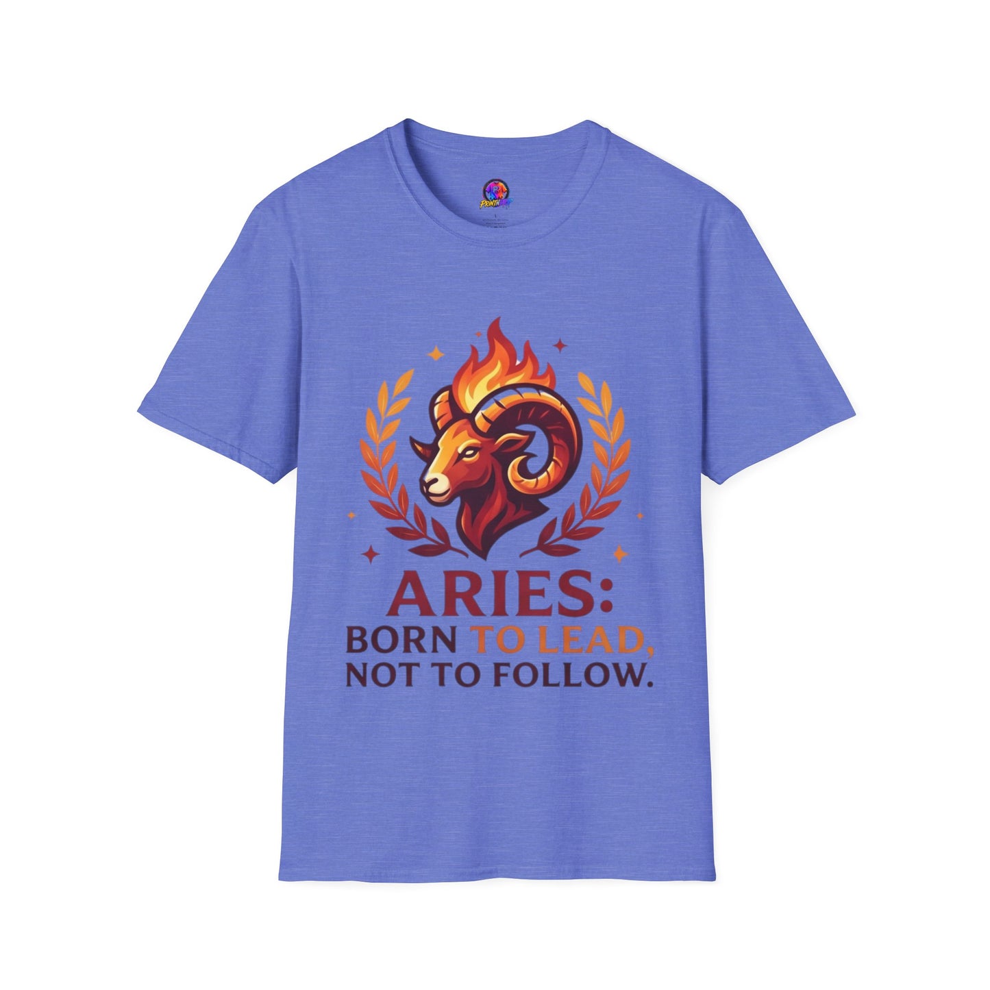 Aries Zodiac T-Shirt — "Born to Lead Not to Follow" Ram Graphic