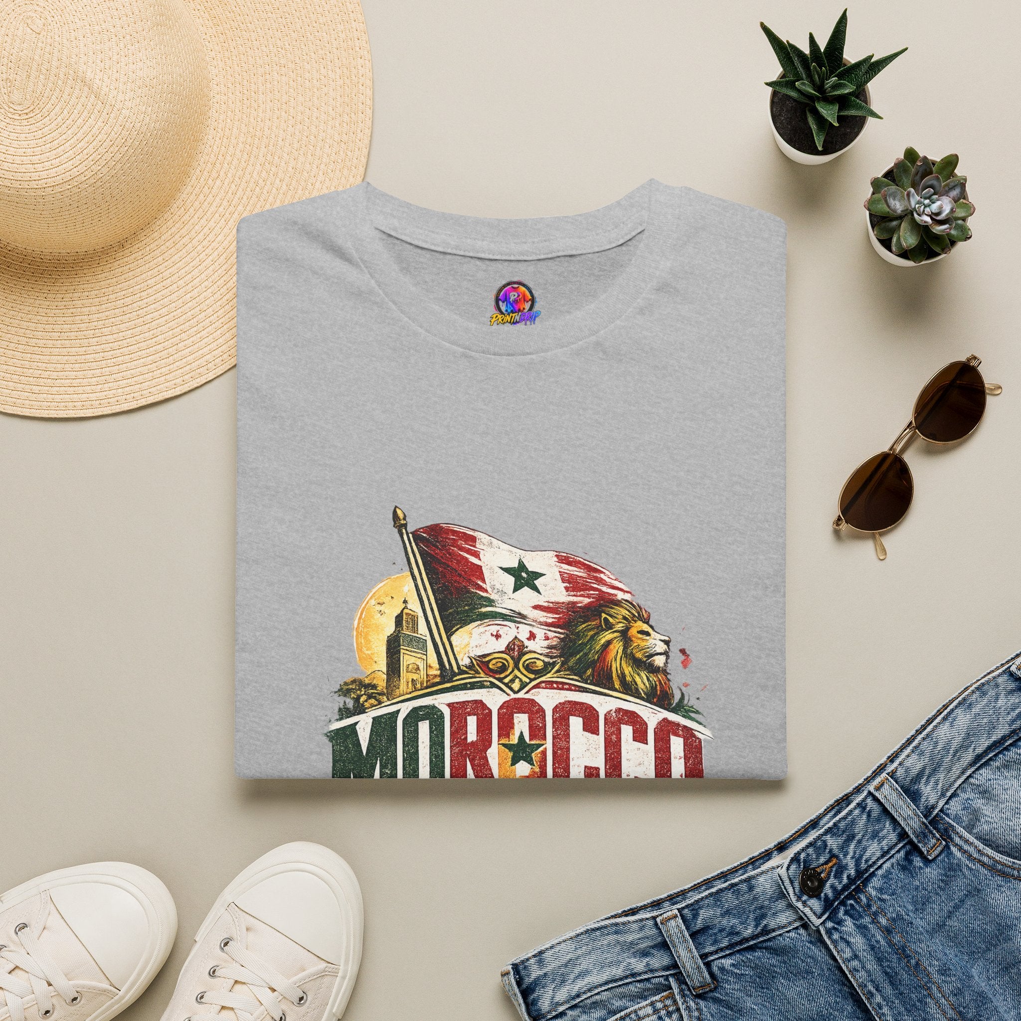 Morocco Soccer T-Shirt — Vintage Flag & Lion Football Tee