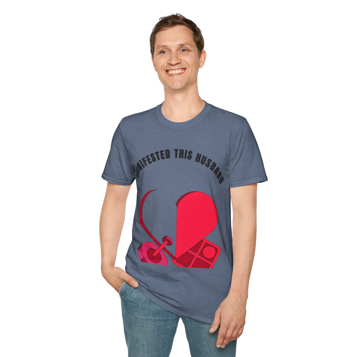 T-Shirt — "Manifested This Husband" Heart Graphic - Trending Now - September 2026
