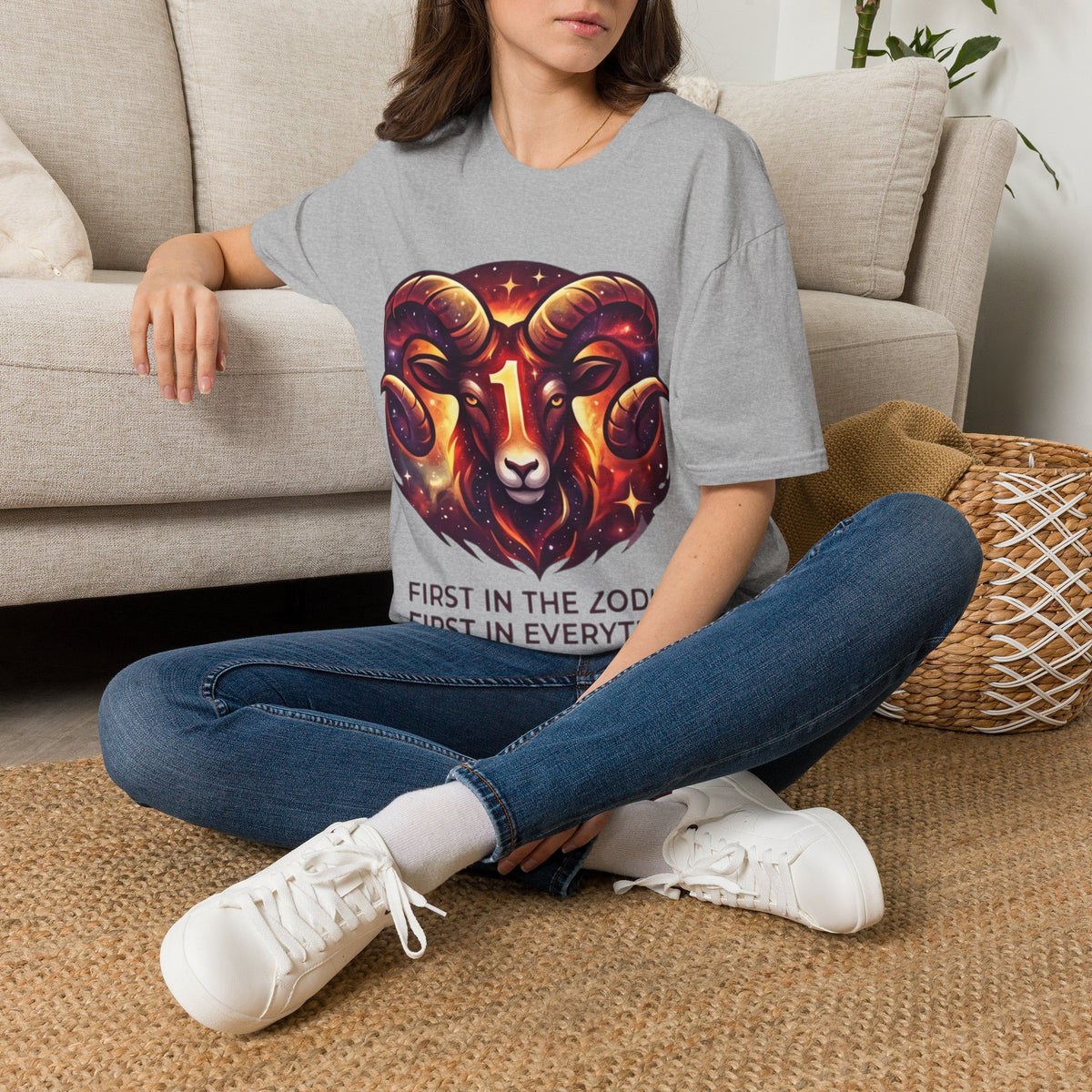 Aries Zodiac Ram Graphic T-Shirt — 'First in the Zodiac' Astrology Tee