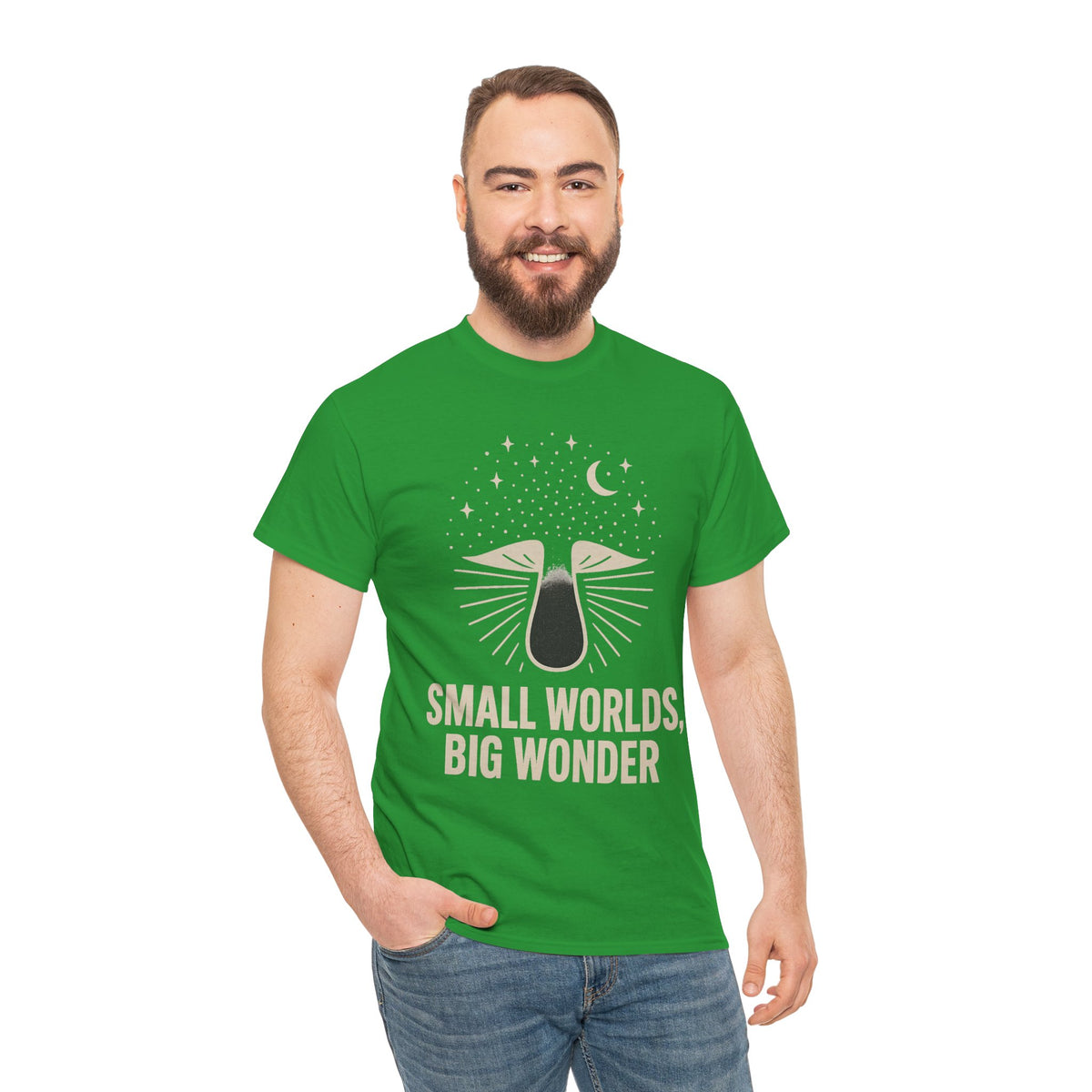 Small Worlds Big Wonder Celestial Mushroom Tee - Aesthetic Nature T-Shirt - Trending Now - September 2026