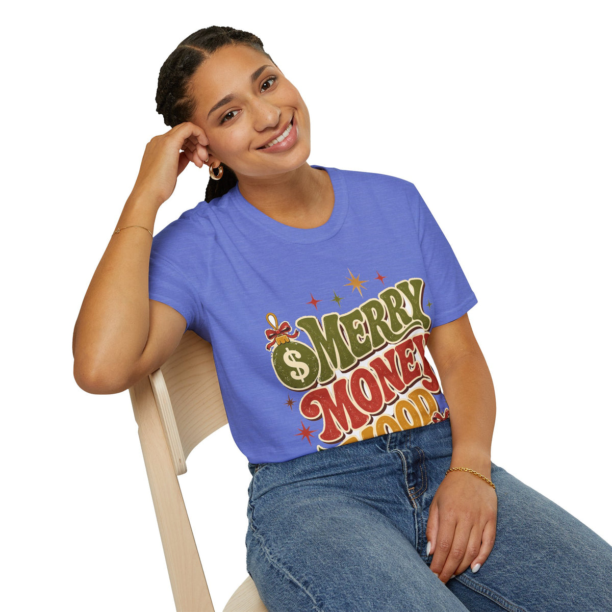 Merry Money Mood T‑Shirt — Retro Holiday Graphic Tee