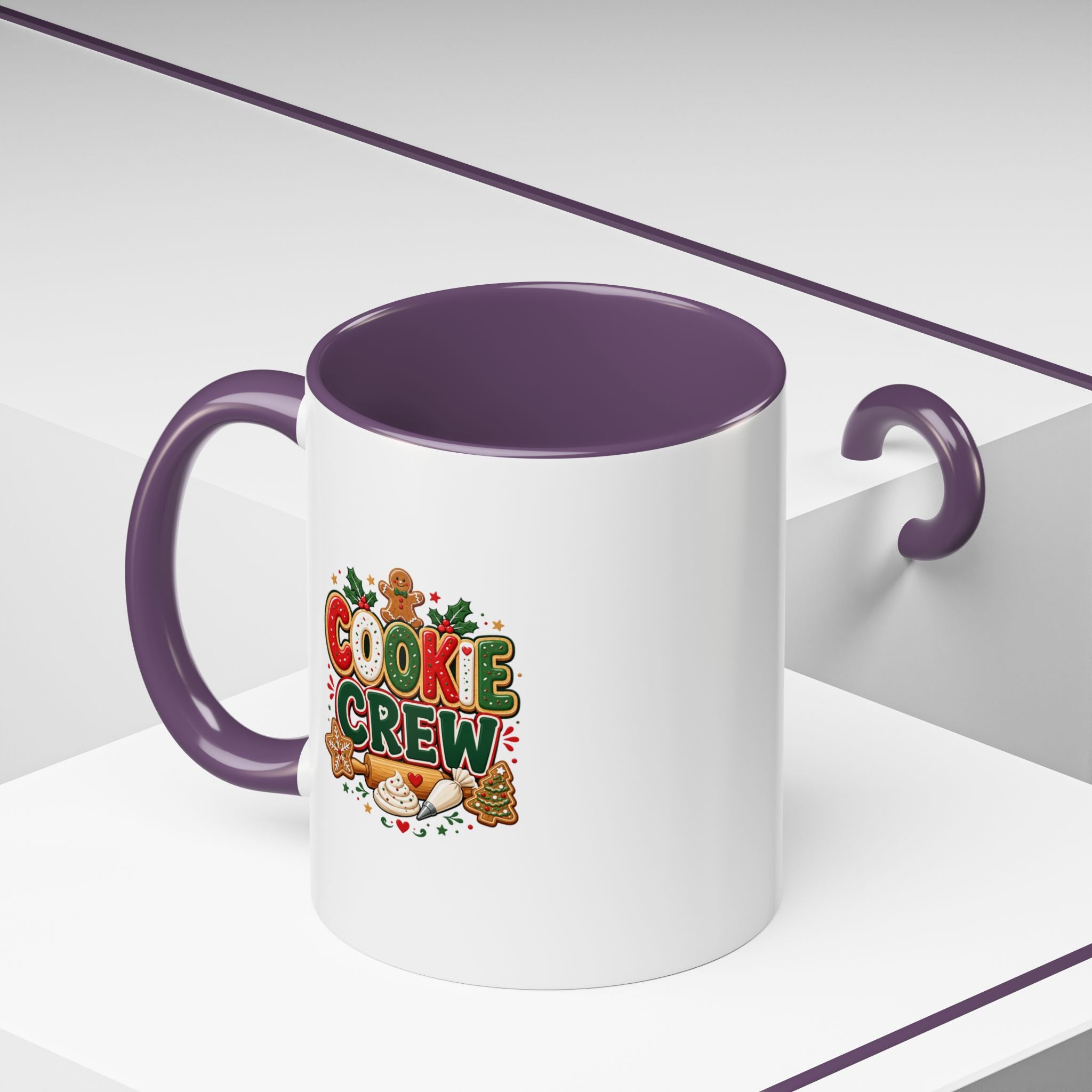 Cookie Crew Accent Coffee Mug — Holiday Gingerbread Christmas Coffee Cup