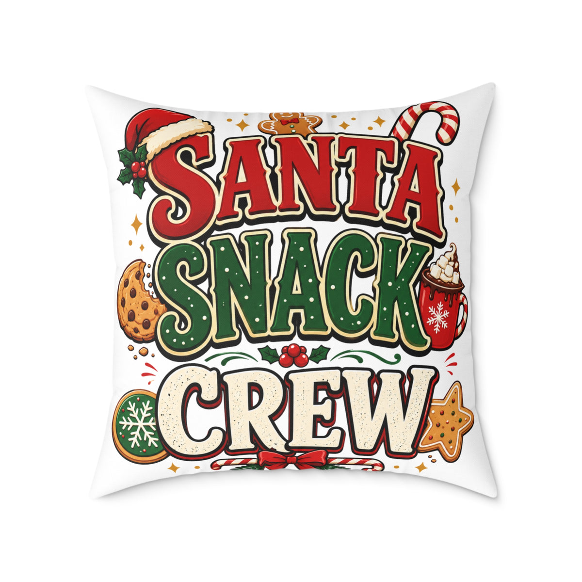 Christmas Santa Snack Crew Pillow — Christmas Holiday Decorative Throw Pillow