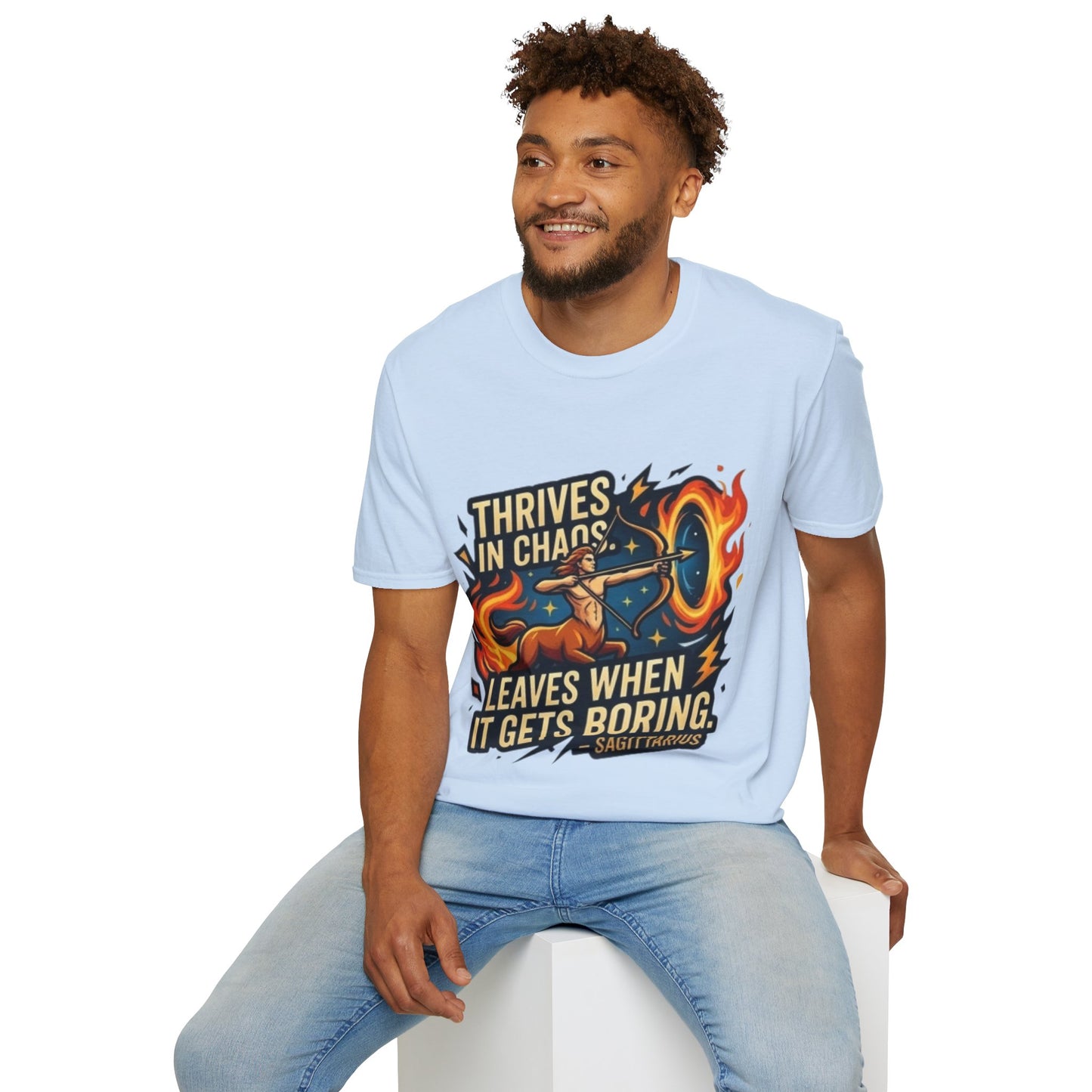Sagittarius Archer T‑Shirt — "Thrives in Chaos" Zodiac Fire Sign Tee