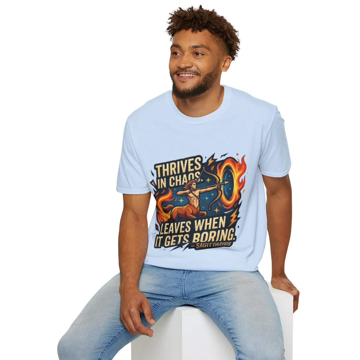 Sagittarius Archer T‑Shirt — "Thrives in Chaos" Zodiac Fire Sign Tee