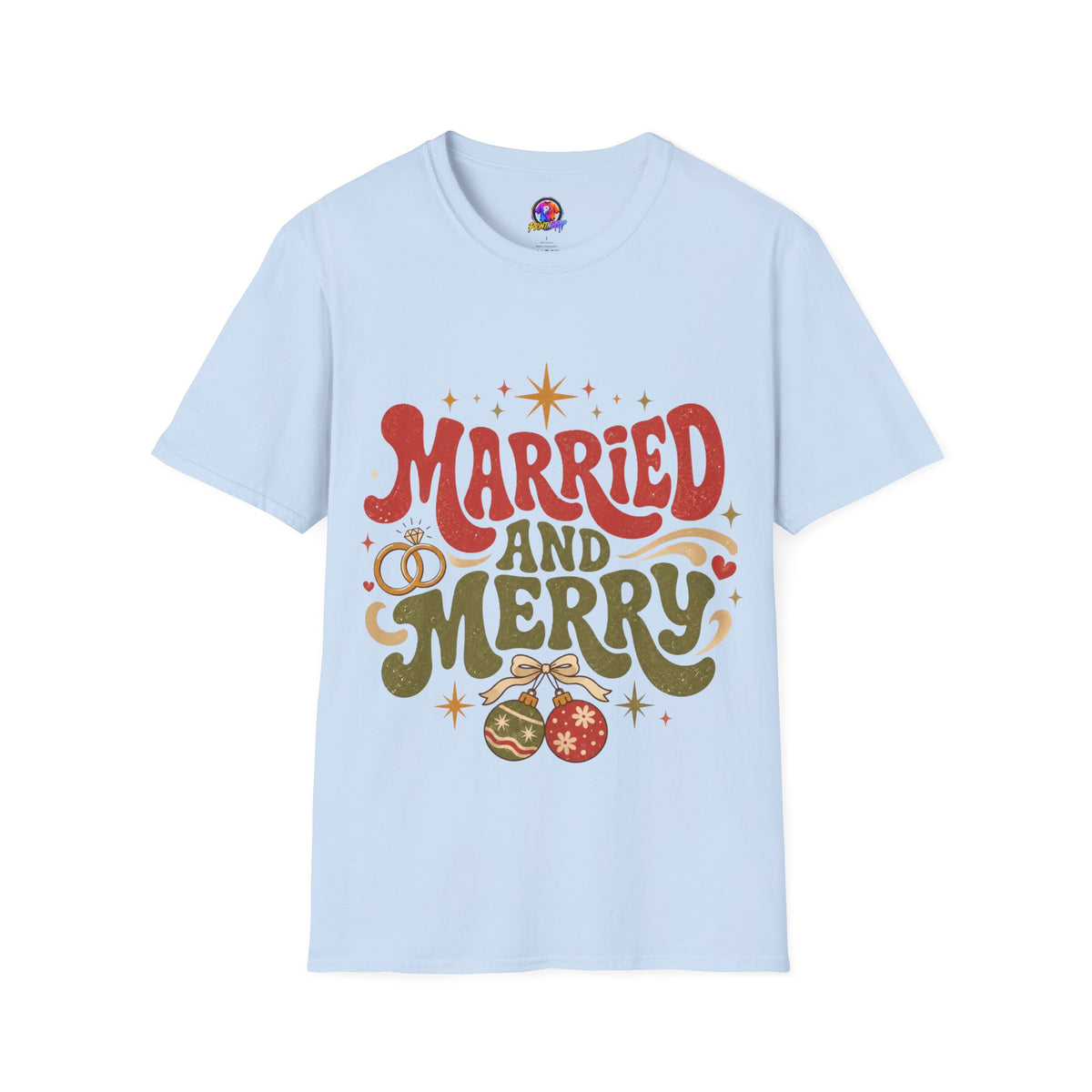 Married and Merry T-Shirt — Retro Holiday Couples Christmas Tee