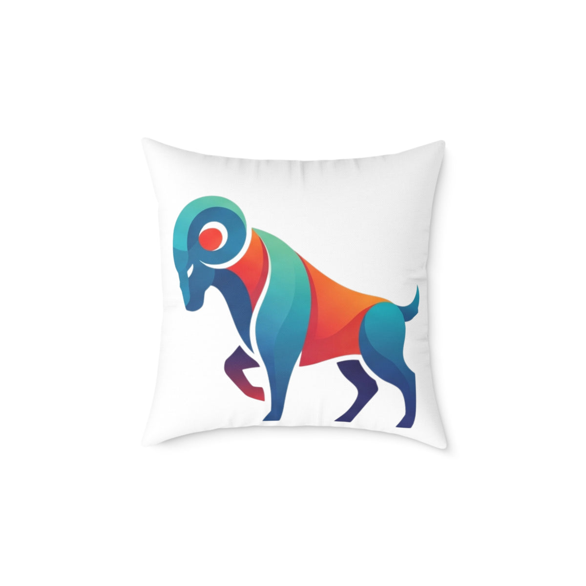 Aries Zodiac Ram Throw Pillow - Colorful Geometric Ram Accent Cushion for Living Room & Nursery