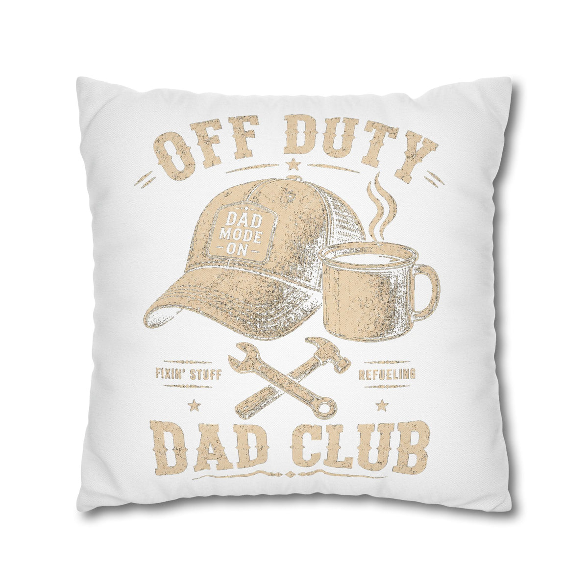 Off Duty Dad Club Throw Pillowcase – Coffee & Tools Accent Pillow Cover Milo Bailey Dog Dad Mom