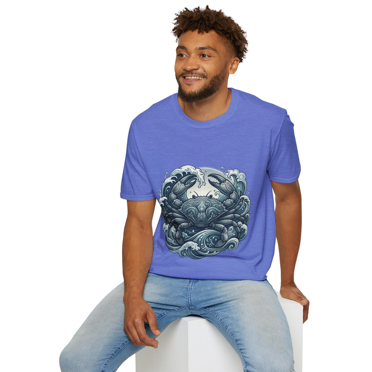 Crab and Waves Graphic T-Shirt — Coastal Oceanic Nautical Tee