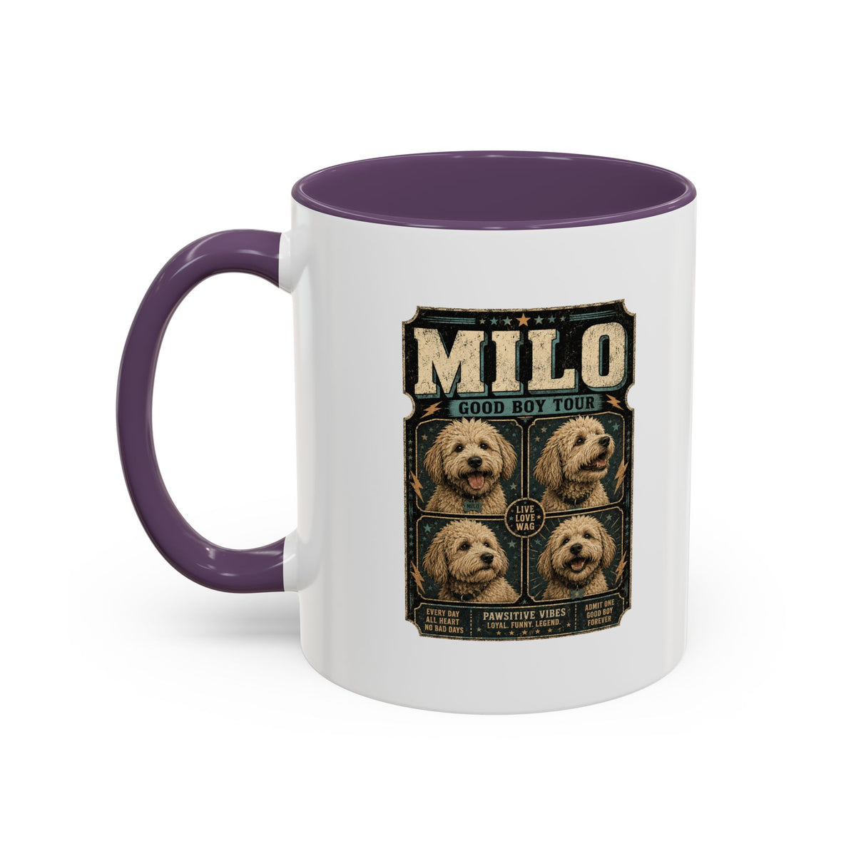 Milo Bailey Dog Dad Mom Personalized Milo Dog Coffee Mug — "Good Boy Tour" Accent Mug