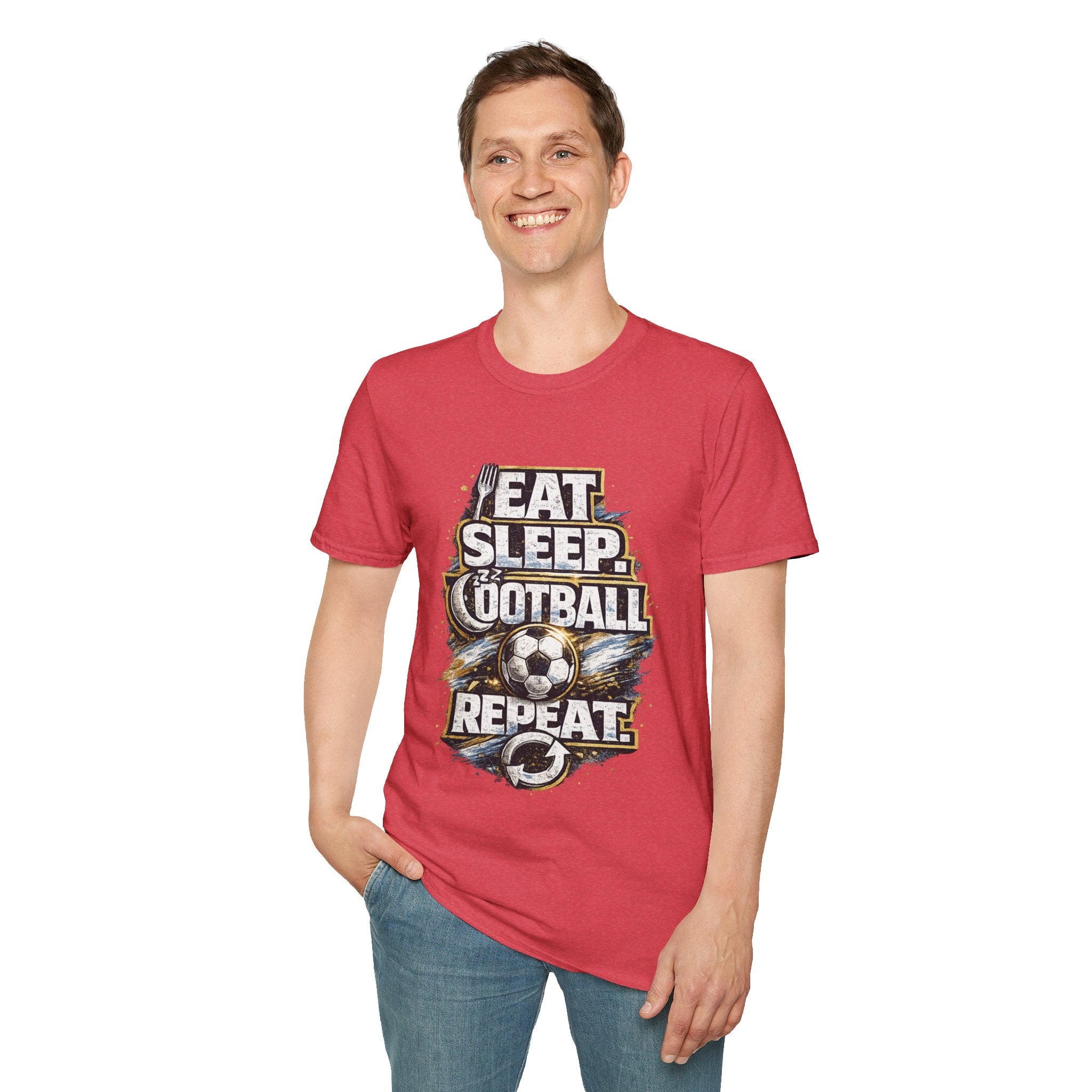 Football 'Eat Sleep Football Repeat' T-Shirt — Vintage Soccer Fan Tee