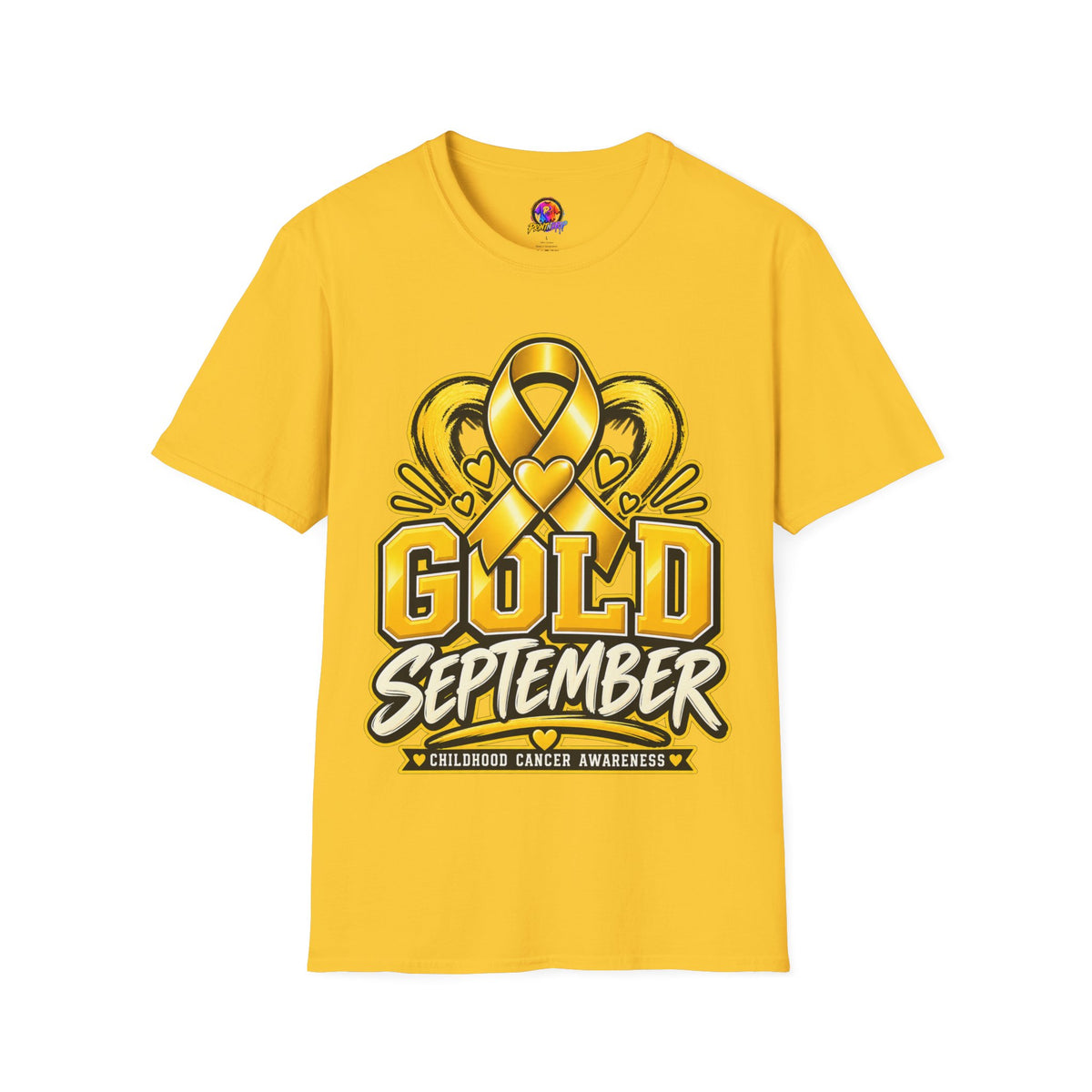 Gold September T-Shirt — Childhood Cancer Awareness Ribbon Tee