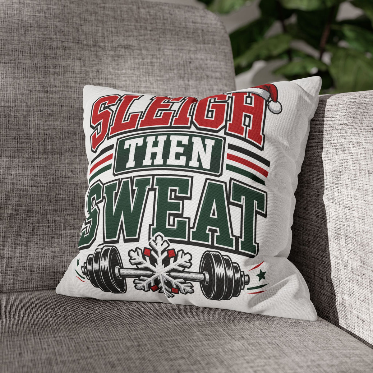 Sleigh Then Sweat Holiday Gym Pillowcase Modern Day Christmas