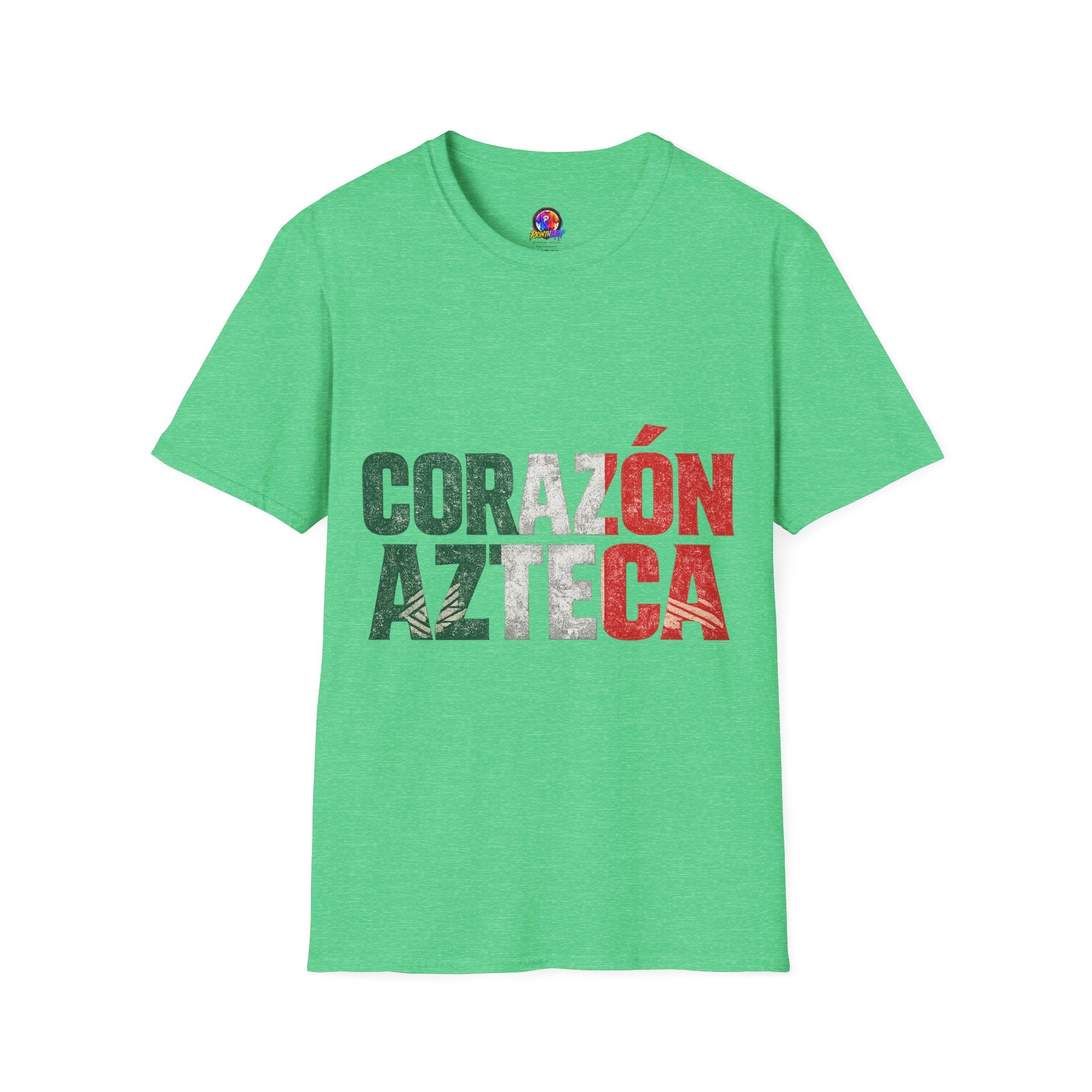 Mexico Corazón Azteca T-Shirt — Mexican Pride Flag Text Tee