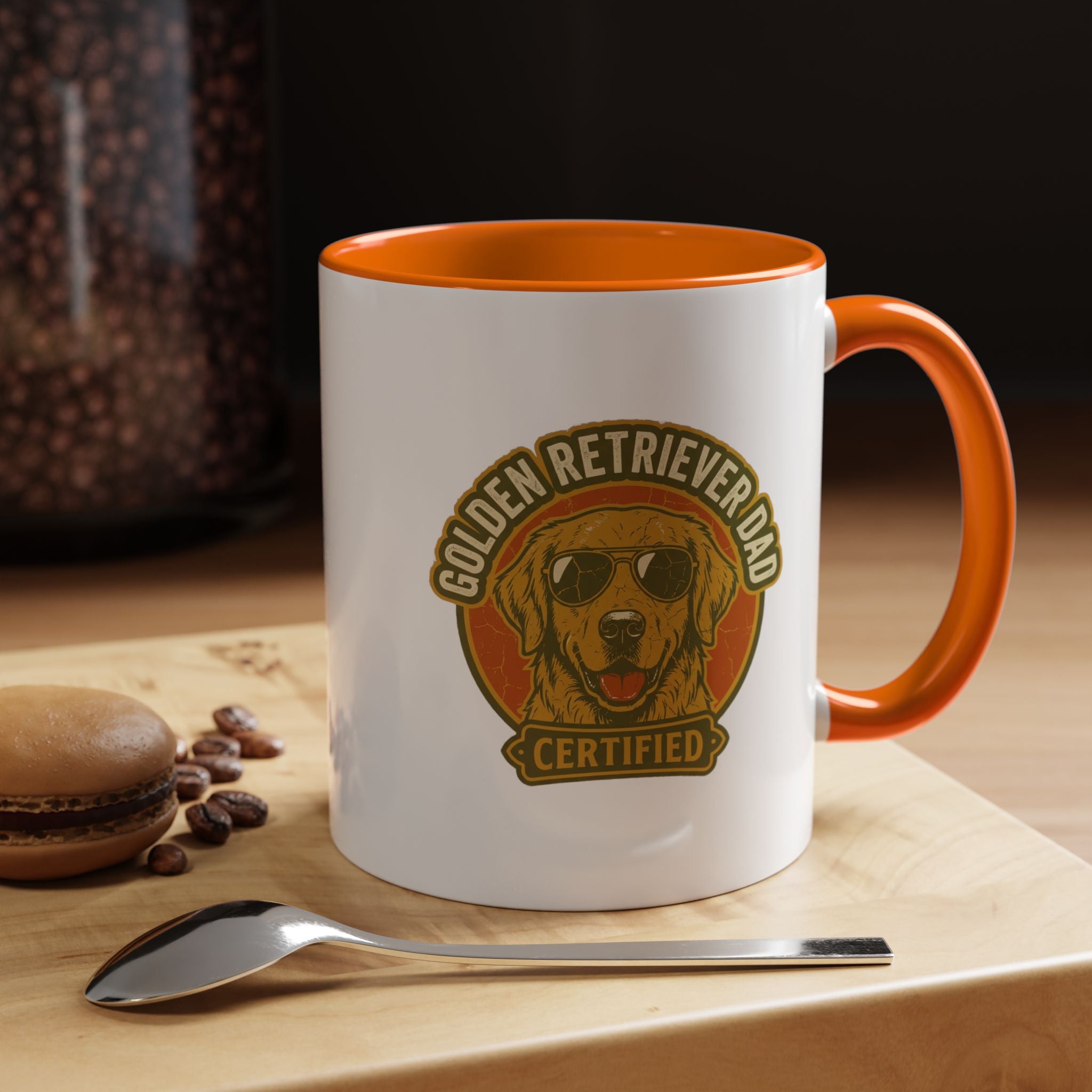 Funny Golden Retriever Dad Coffee Mug — "Certified" Dog Dad Accent Mug