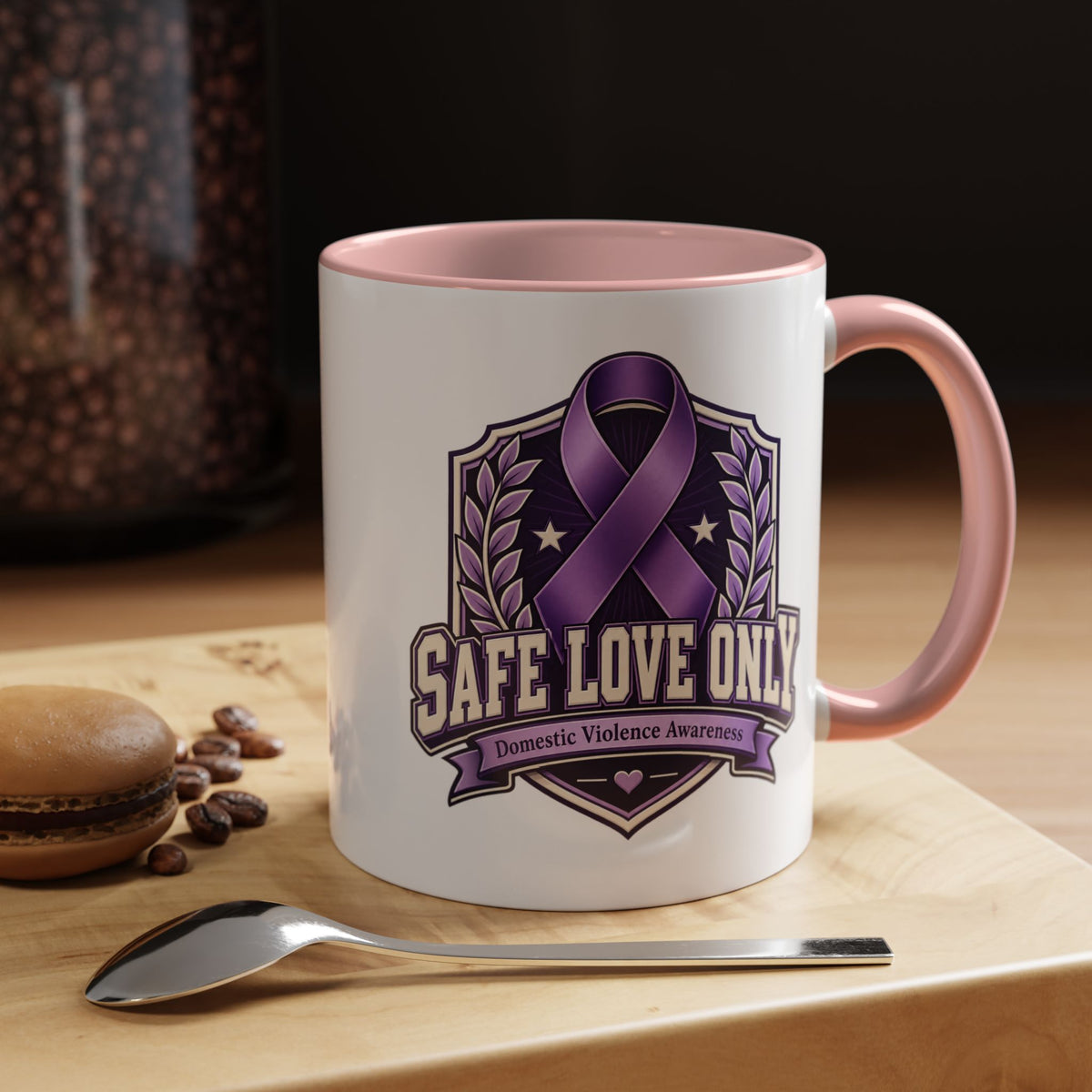 Coffee Mug — "Safe Love Only" Domestic Violence Awareness (Purple Ribbon)