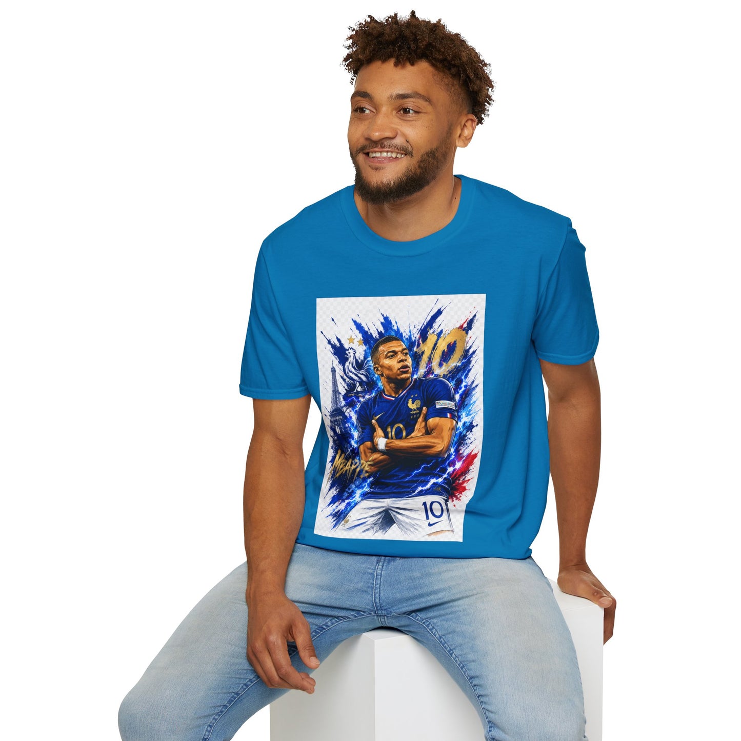 France Mbappé Soccer T-Shirt — #10 Blue Action Portrait Tee