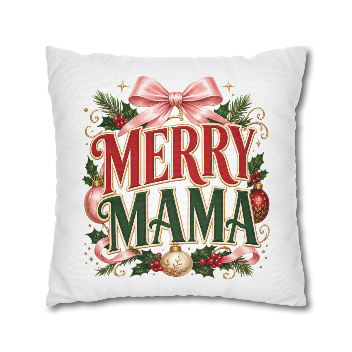 Merry Mama Christmas Pillowcase — Festive Holiday Decorative Pillow Cover