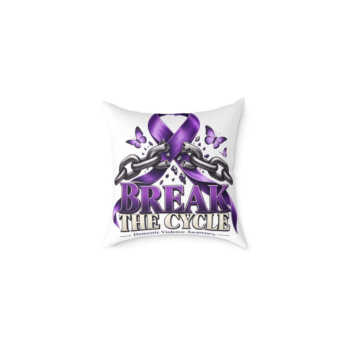 Break the Cycle Awareness Pillow — Purple Ribbon Domestic Violence Support