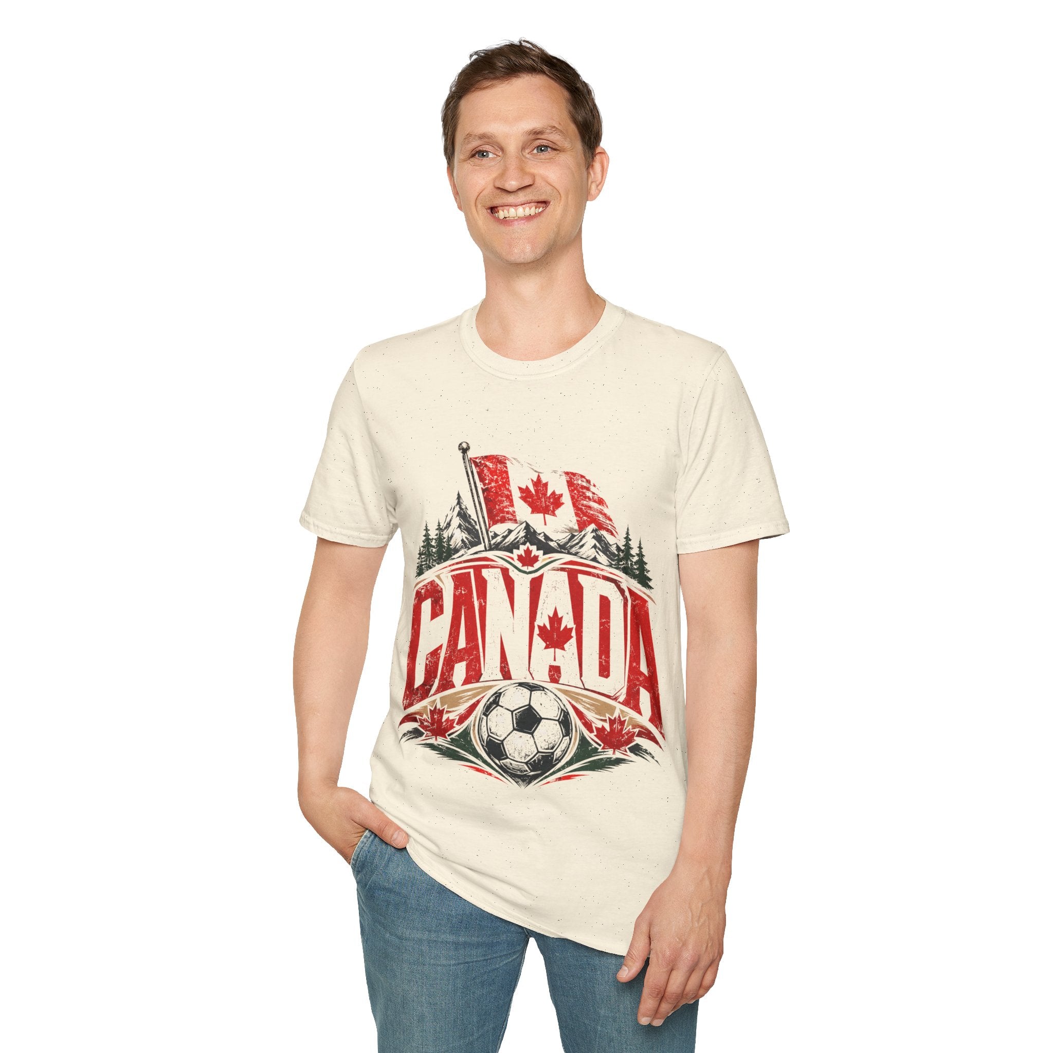 Canada Soccer T‑Shirt — Canadian Flag & Maple Leaf Crest