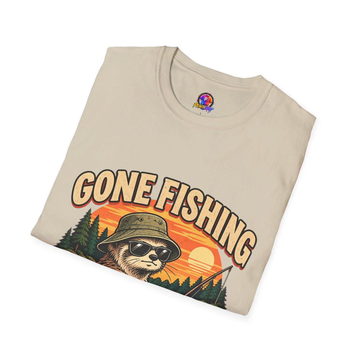 Funny And Witty T-Shirt — “Gone Fishing, Avoiding Feelings” Sloth Fishing Graphic Tee