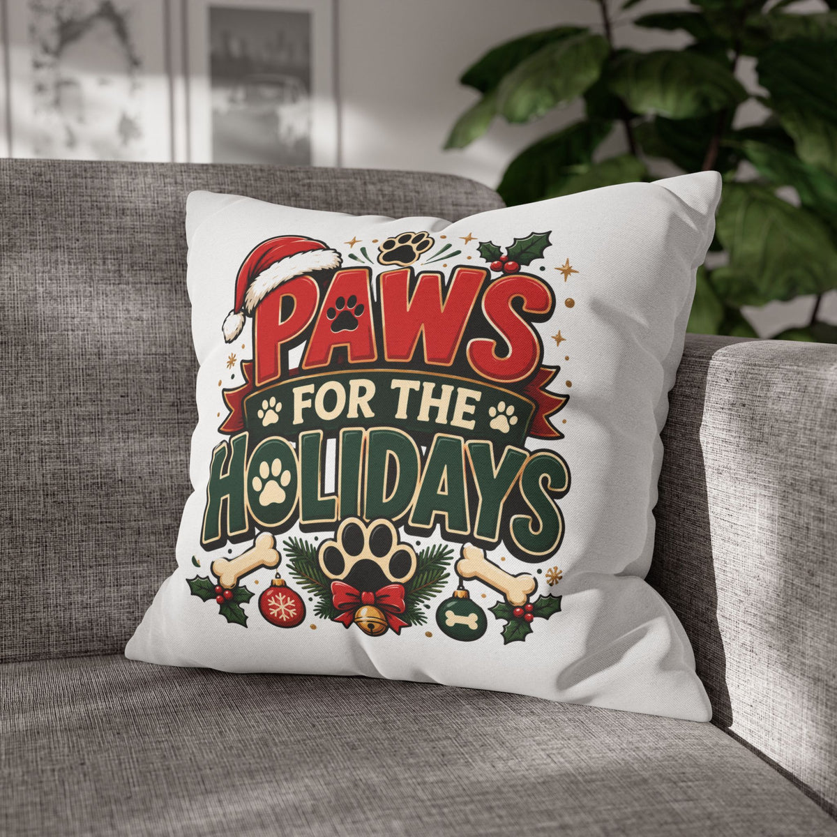 Christmas Paws For The Holidays Pillowcase