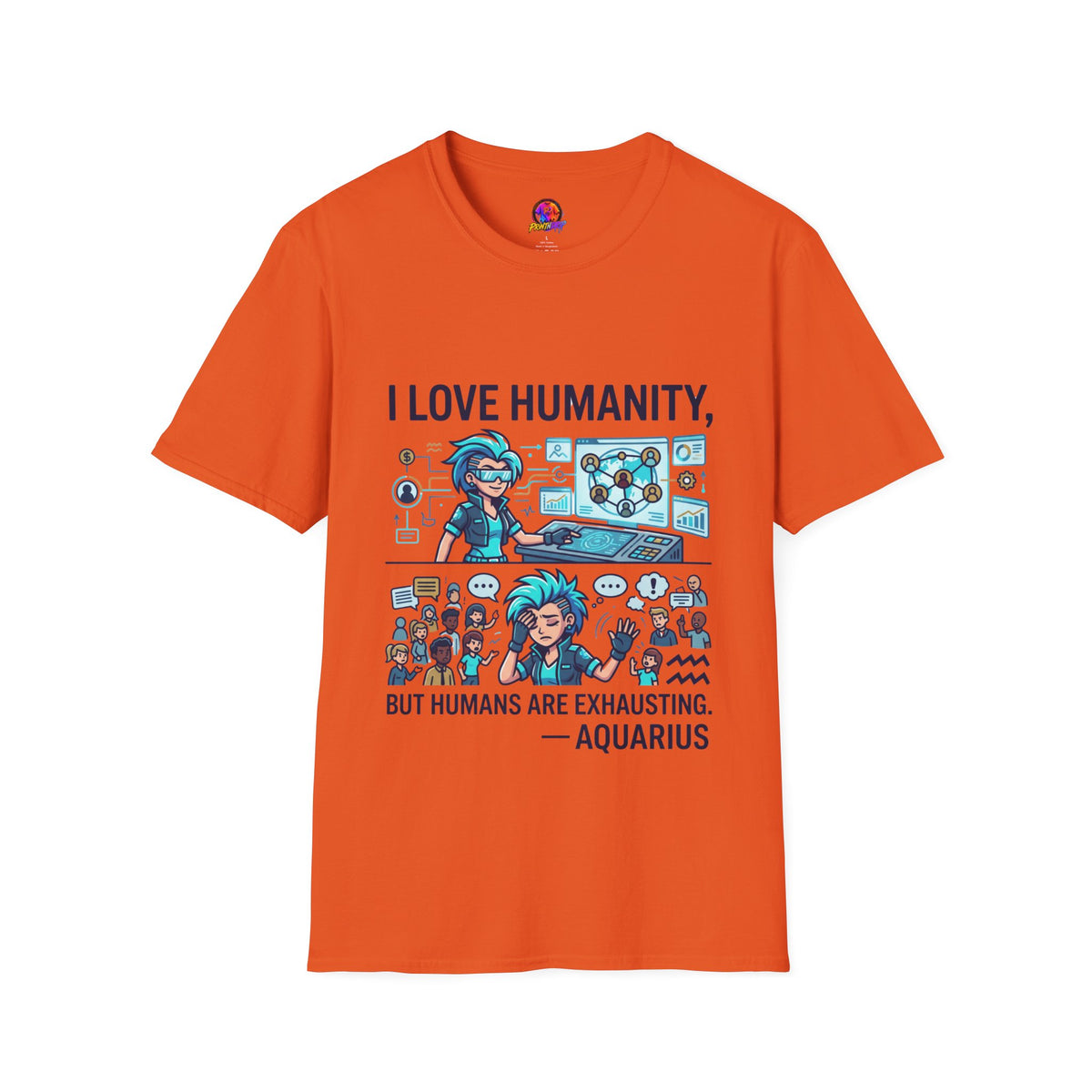 Aquarius Zodiac I Love Humanity T-Shirt — Funny Aquarist Marine Biologist Tee