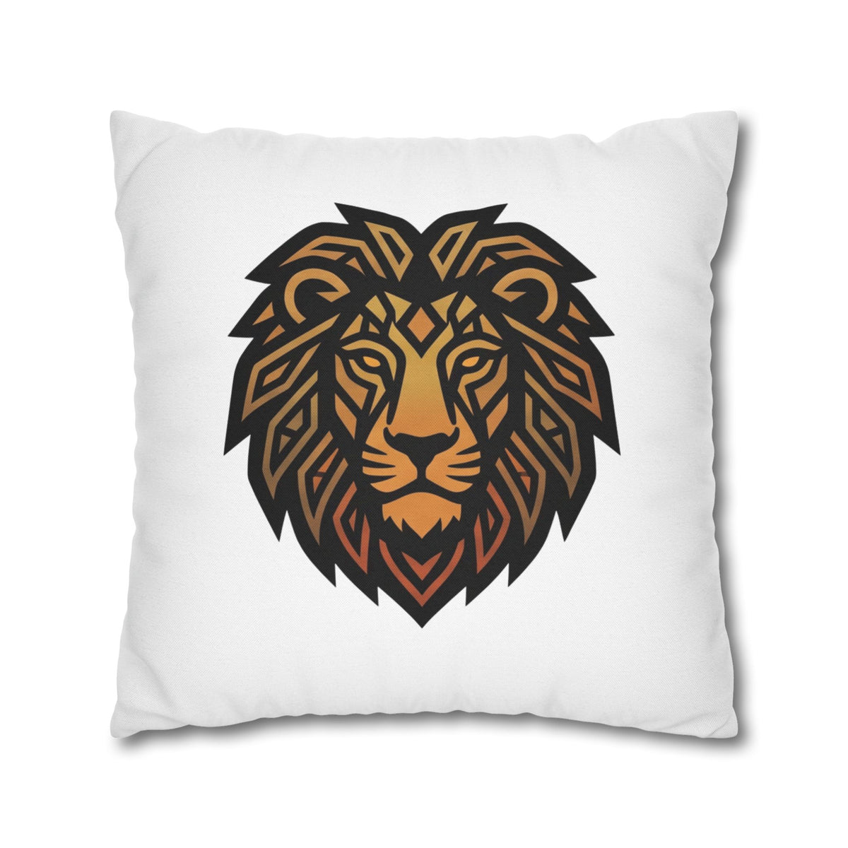 Leo Lion Head Decorative Pillowcase — Geometric Tribal Lion Throw Pillow Cover