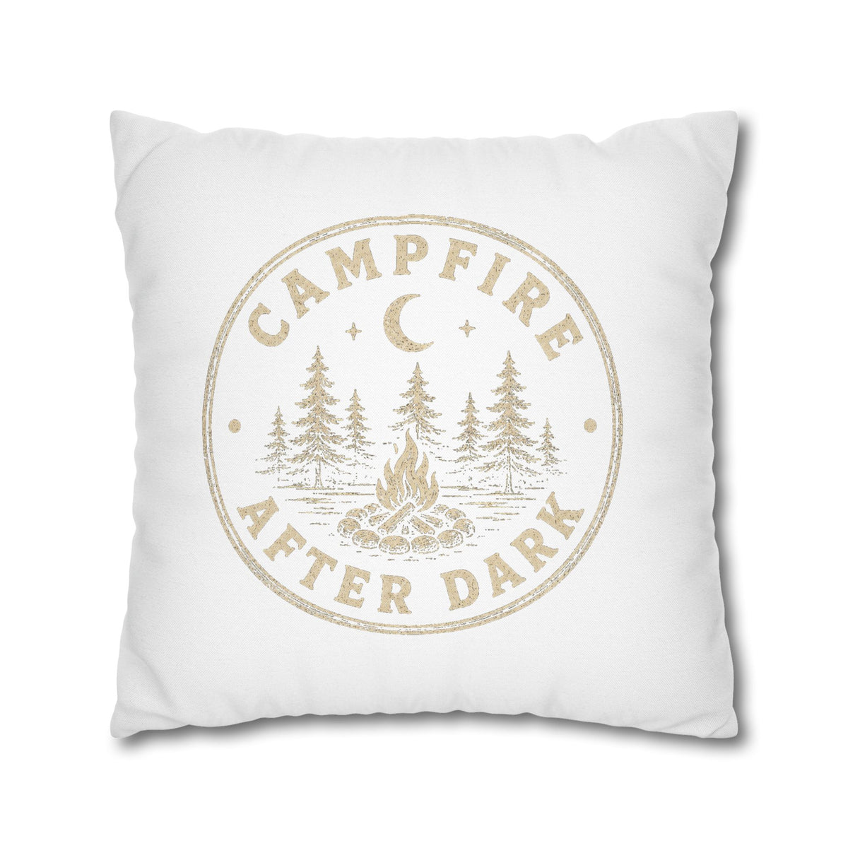 Campfire After Dark Decorative Pillowcase  Milo Bailey Dog Dad Mom— Rustic Camping Throw Pillow Cover