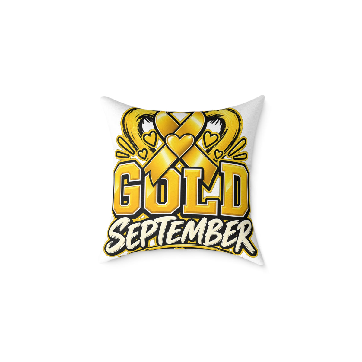 Gold September Pillow — Childhood Cancer Awareness Decorative Throw Pillow