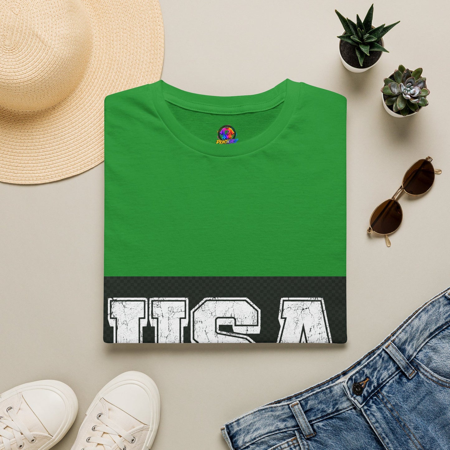 USA Vintage Block T-Shirt — Patriotic Americana Graphic Tee