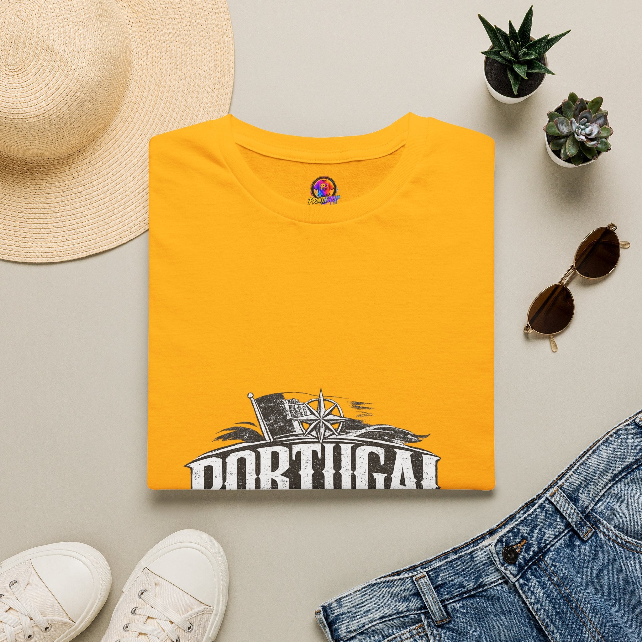 Portugal Vintage Compass T-Shirt — Nautical Travel Souvenir