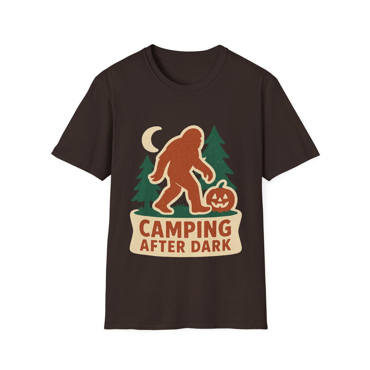 Camping After Dark T‑Shirt — Retro Bigfoot Camp Graphic Tee - Trending Now - August 2026