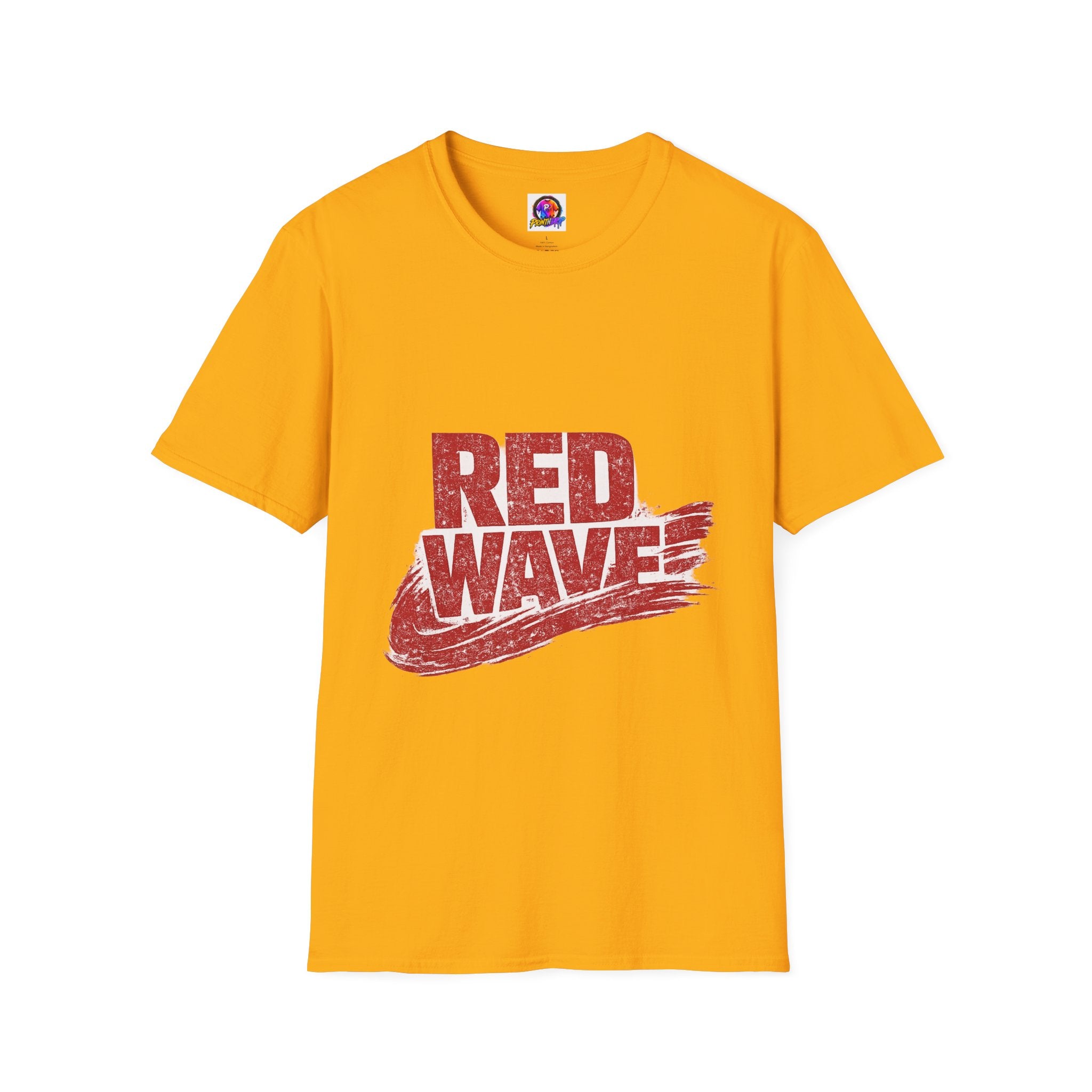 South Korea Red Wave Graphic T‑Shirt — Vintage Distressed Logo Tee
