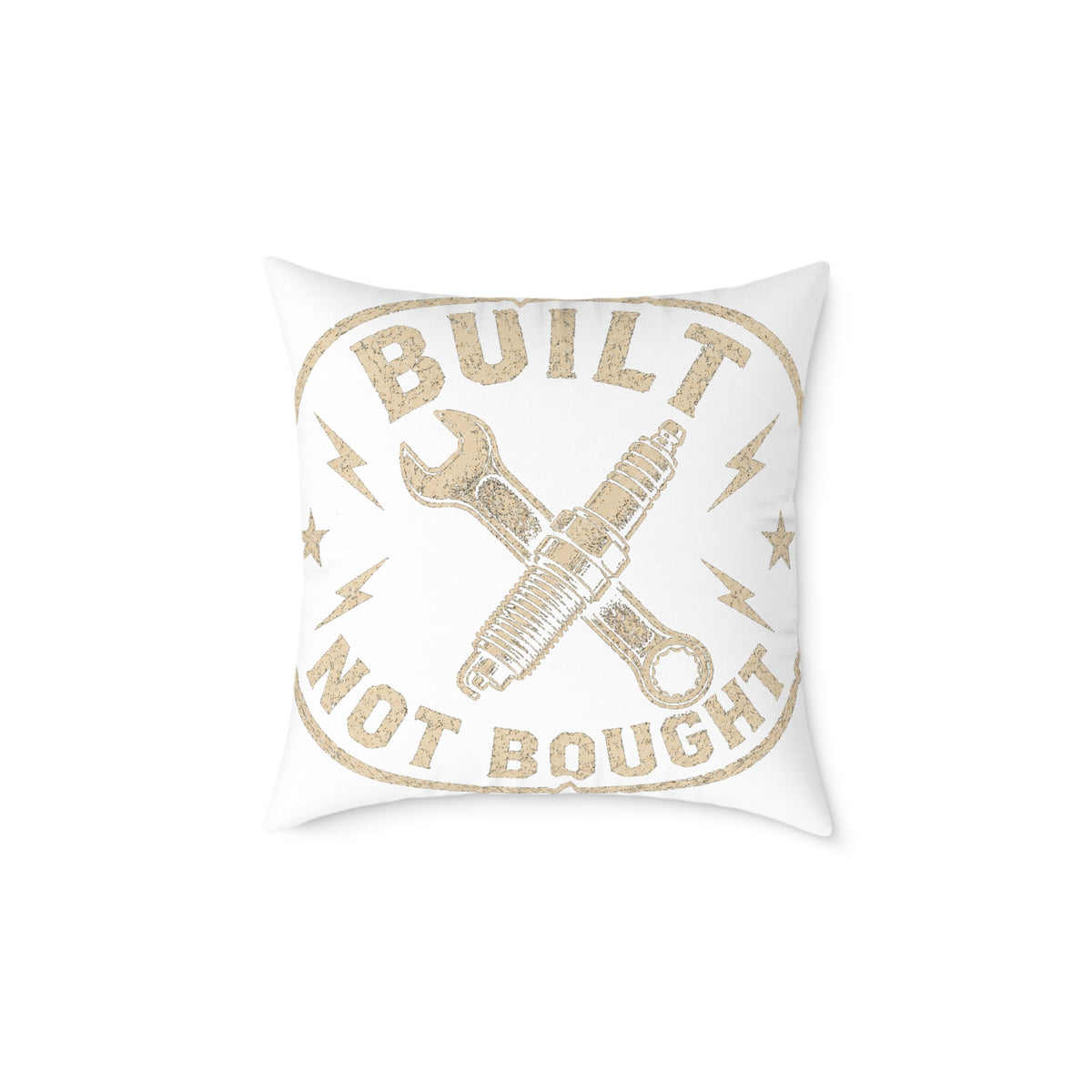 Built Not Bought Throw Pillow  Milo Bailey Dog Dad Mom— Mechanics & DIY Garage Accent