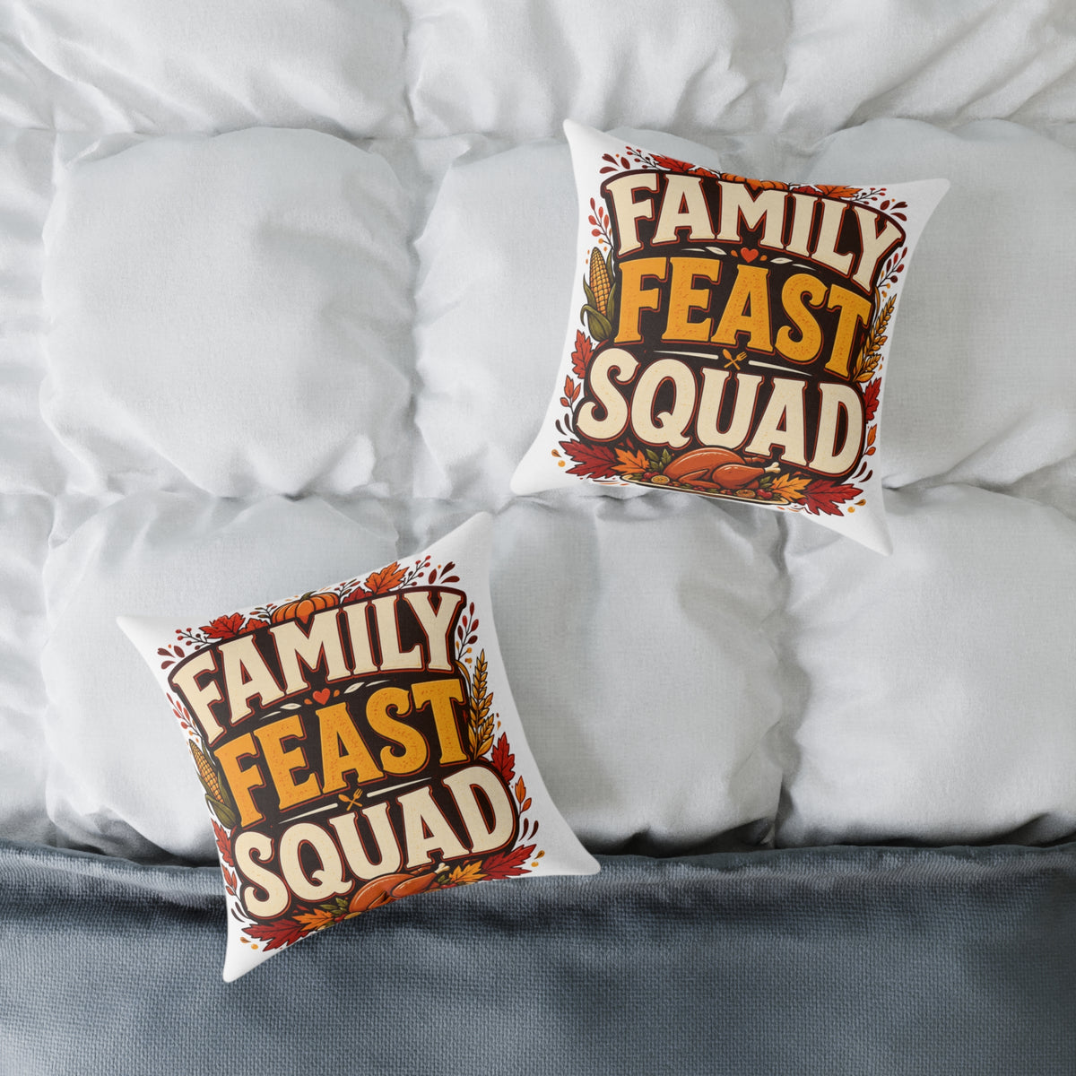 Thanksgiving Family Feast Squad Pillow — Thanksgiving Decorative Throw Pillow