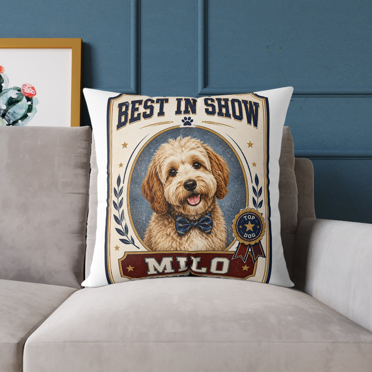 Best in Show Dog Pillow — Milo Bailey Dog Dad Mom  Personalized Milo Pet Decorative Pillow