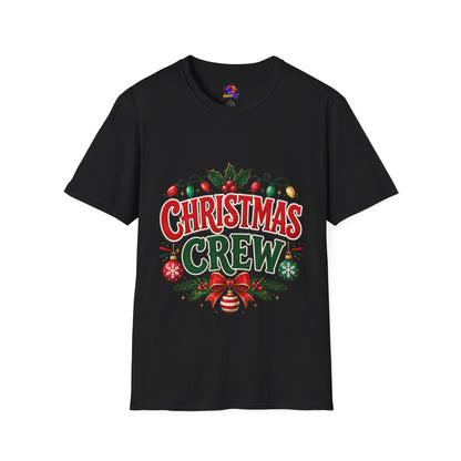 Christmas Crew T-Shirt — Festive Holiday Graphic Tee with Lights & Holly
