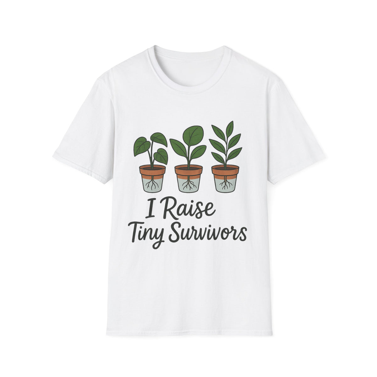 "I Raise Tiny Survivors" Funny Plant Parent Tee - Cute Houseplant Gardener Slogan White T-Shirt - Trending Now - September 2026
