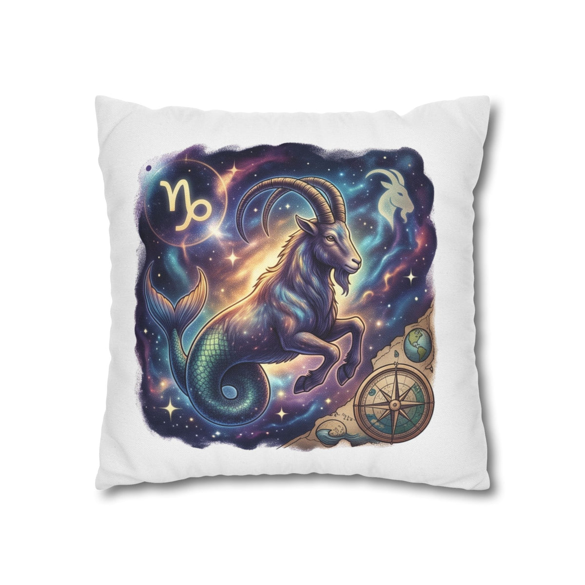 Capricorn Zodiac Throw Pillowcase — Mystical Goat Constellation Home Decor