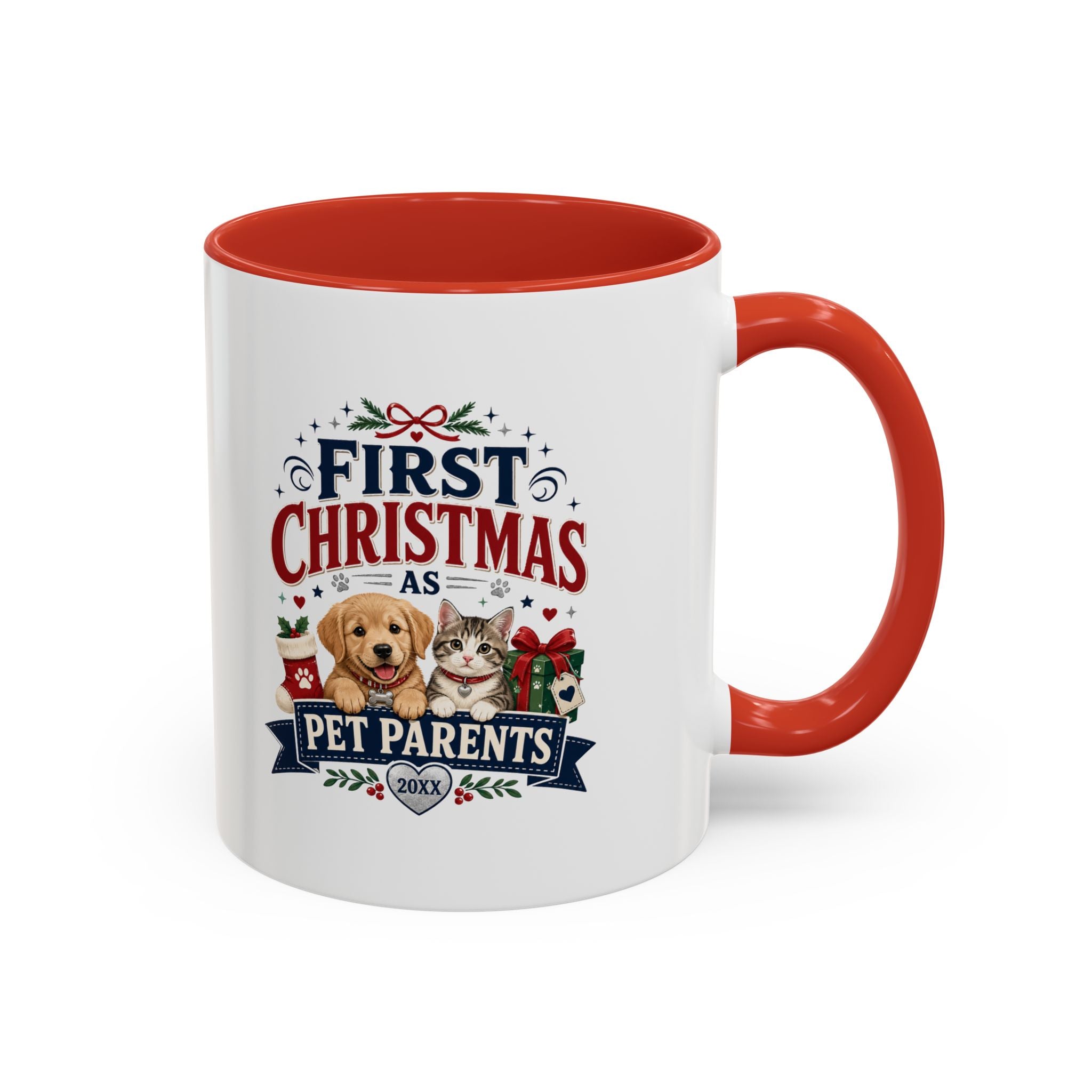 Christmas First Christmas as Pet Parents Coffee Mug — Cute Dog & Cat Holiday Gift